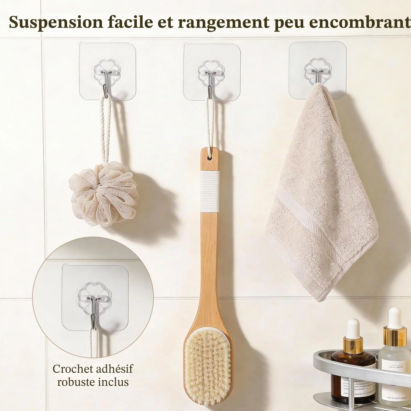Brosse Dos Douche Long Manche 43 cm, Exfoliante Corps Humide et Sèche