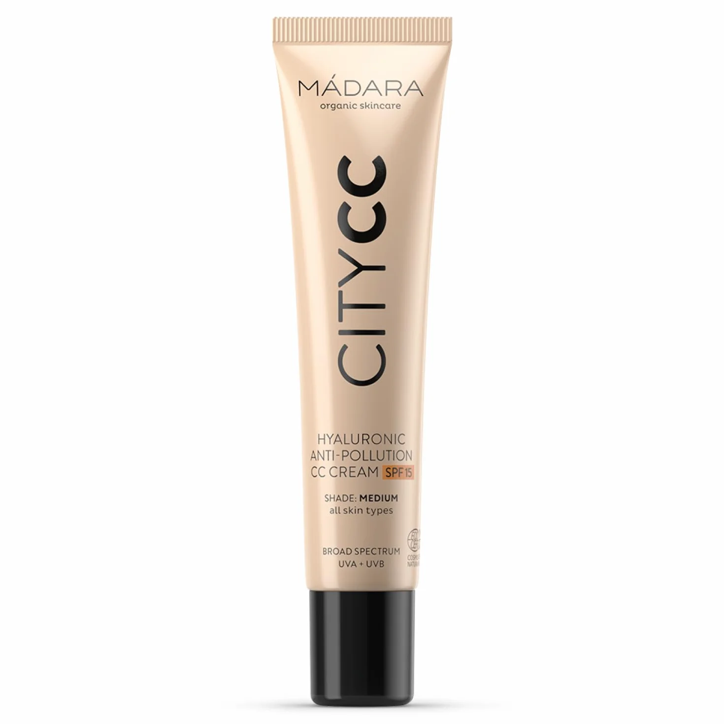 MÁDARA Organic Skincare | CC Crème Anti-Pollution SPF15 MEDIUM - 40 ml, à l'acide hyaluronique et protection solaire UVA/UVB à large spectre, texture légère et soyeuse, certifiée Ecocert.