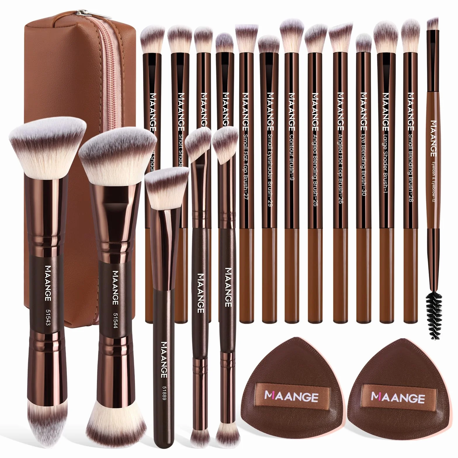 MAANGE Lot de 18 pinceaux de maquillage avec sac