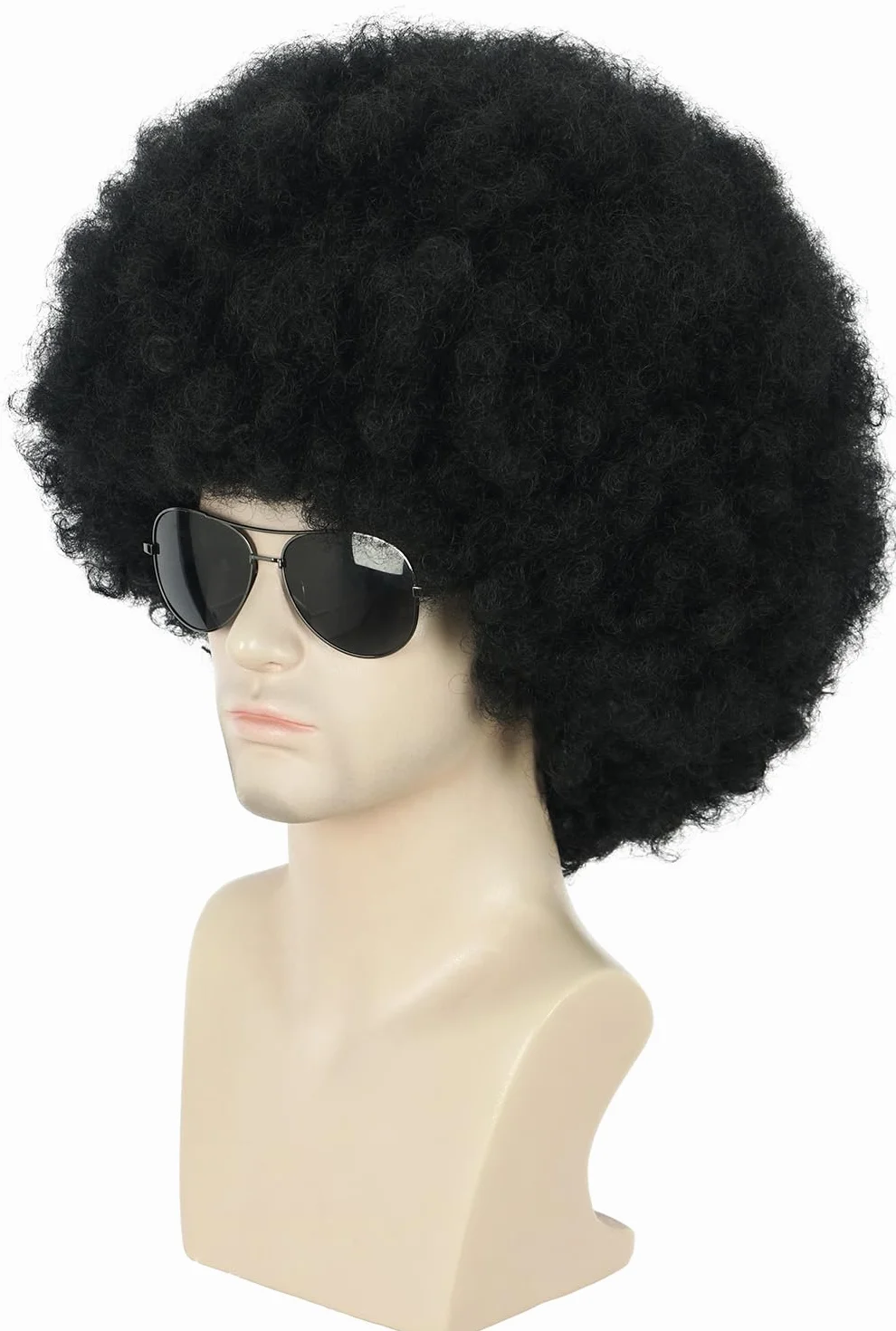 Karlery Perruque Courte Frisée Noire pour Homme et Femme Perruque Disco Afro des Années 70 et 80 pour Carnaval Halloween Cosplay Déguisement Party