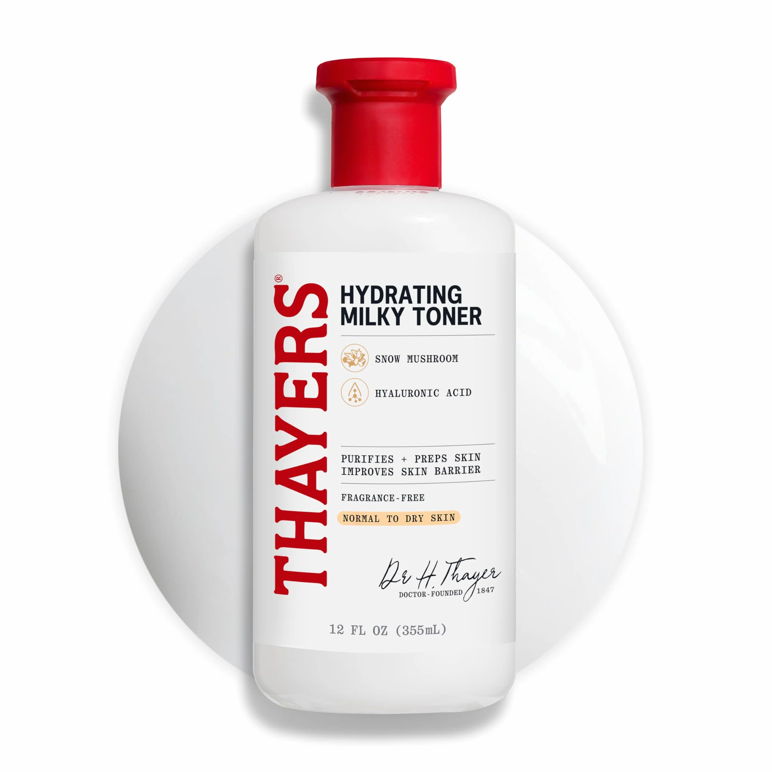 Thayers Lait Tonique Pour le Visage - Acide Hyaluronique & Champignon des Neiges - Testé Sous Contrôle Dermatologique - Pour Peaux Sèches et Sensibles - 355 ml