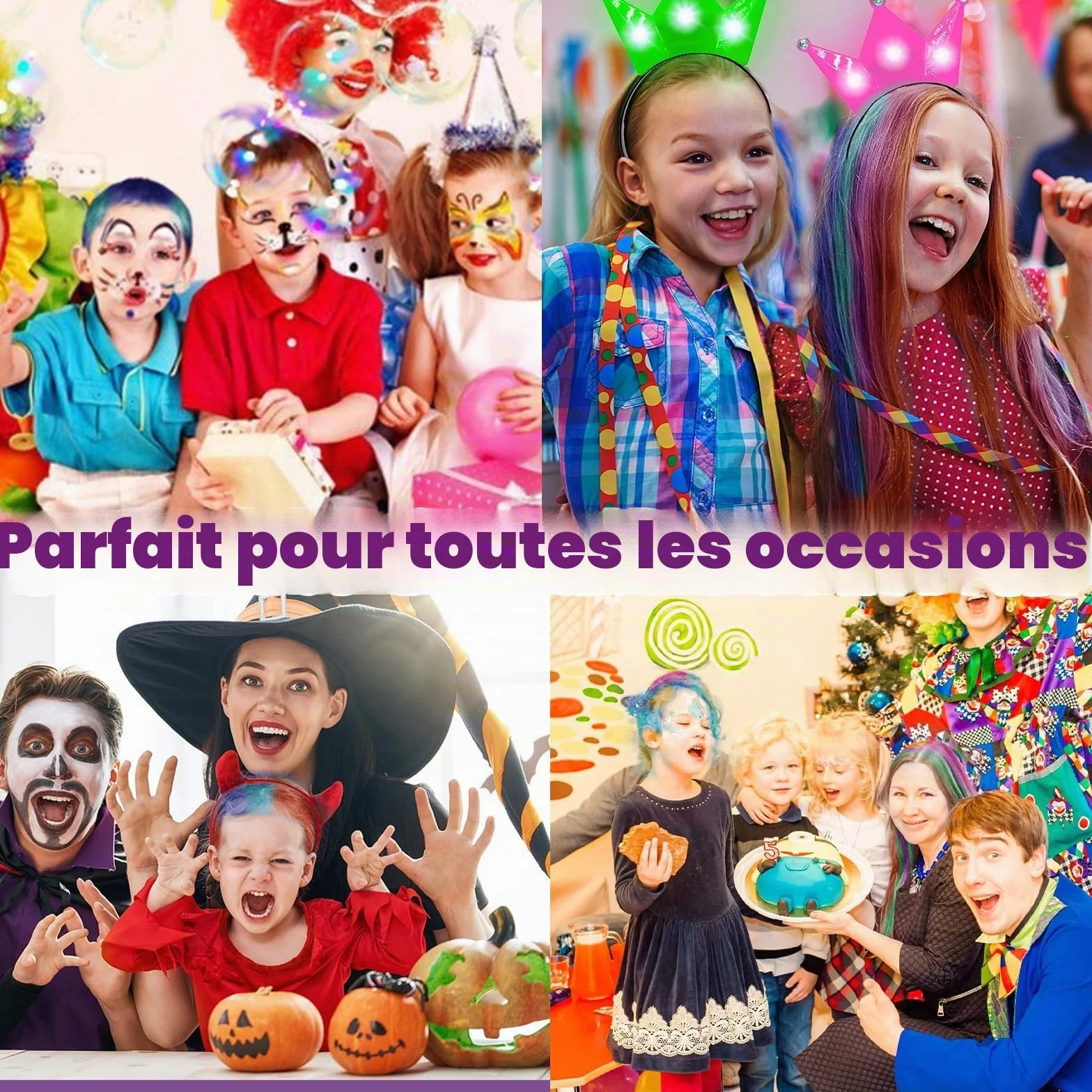 Craie Cheveux Colorées Lot de 10 pour Filles, Teinture Temporaire Cheveux, Cadeaux Enfants