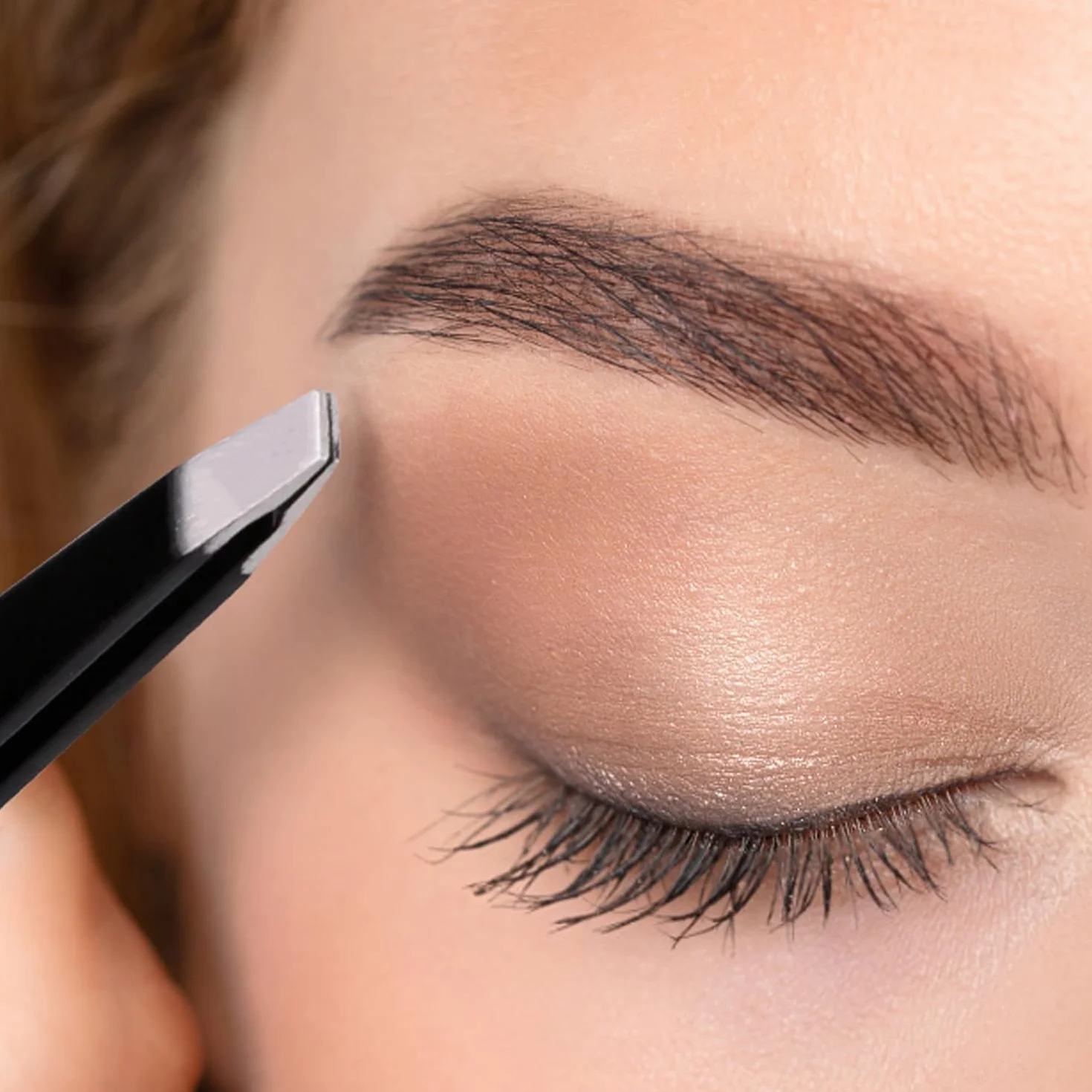 Pince à épiler les sourcils oblique professionnelle en acier inoxydable