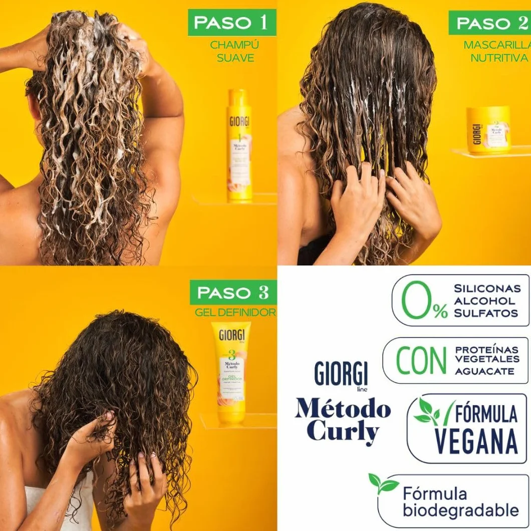 GIORGI Line Kit démarrage méthode Curly 3 étapes Coffret cadeau boucles 0% alcool silicone sulfate protéines végétales avocat 950 ml