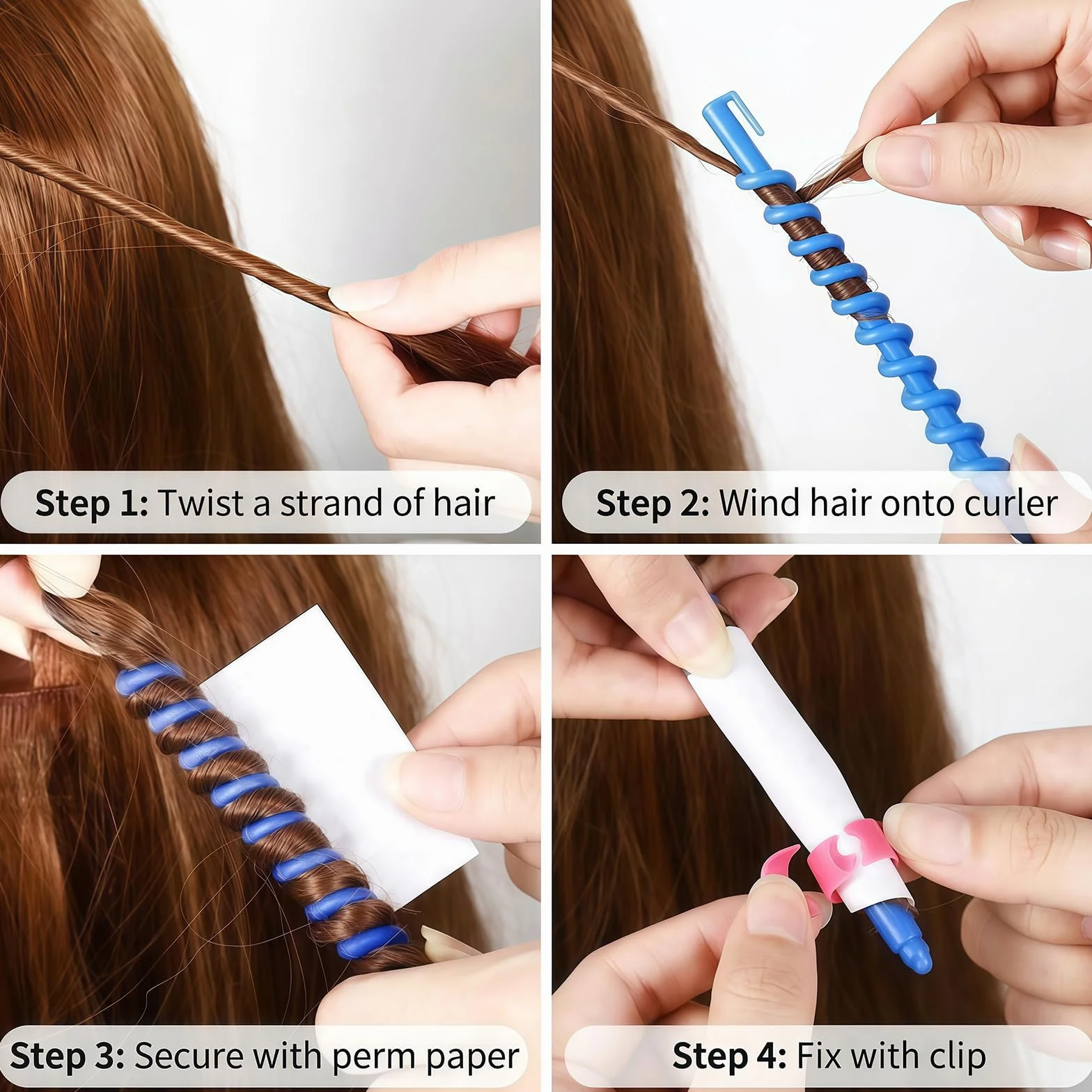 Lot de 26 tiges de permanente en spirale de 15,2 cm en plastique coloré pour cheveux longs/moyens pour coiffure, coiffure, bouclage, permanente, sans chaleur, pour femmes et filles