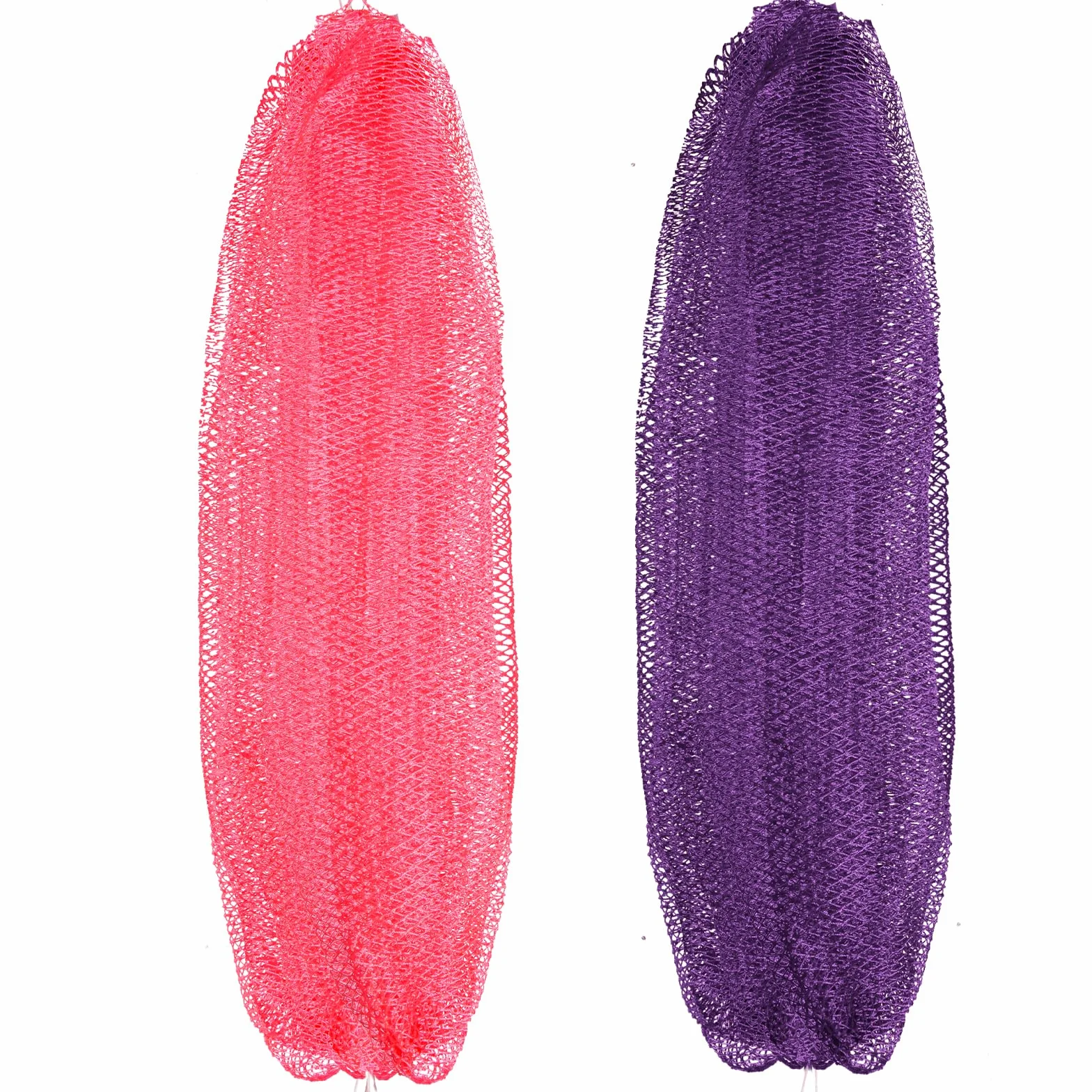 Filet de Douche Africain Exfoliant, Éponge de Gommage Corps Nylon Séchage Rapide, 2 Pièces Rose Clair Violet Foncé