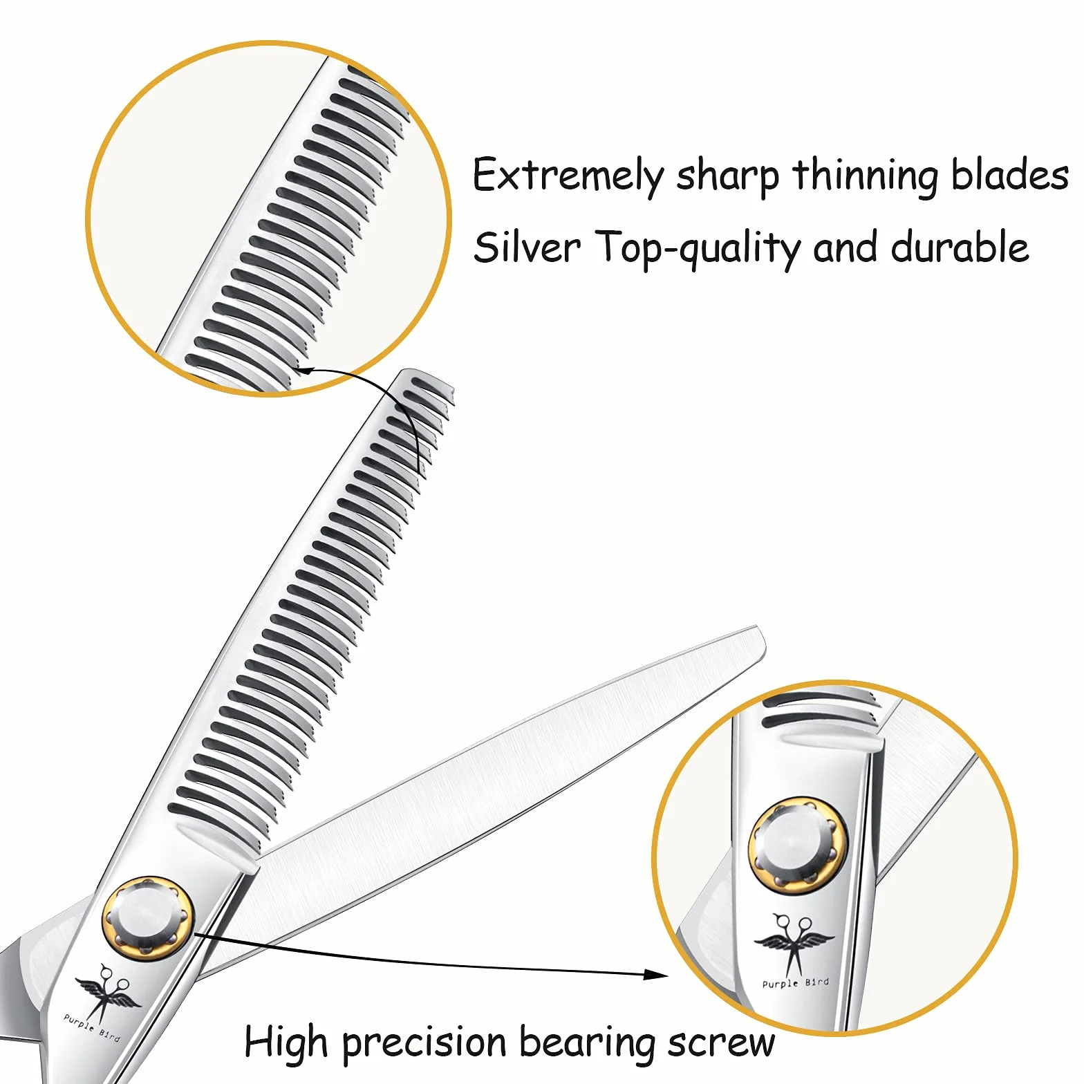 Ciseaux Coiffure Ddébutant Ciseaux Cheveux Professionnel Ciseaux Desepaississant Effileur Cheveux Taille 6 Pouces d'argent Acier Inoxydable Japonais 440c pour Coiffeur Etudiant Bébé Femme Homme