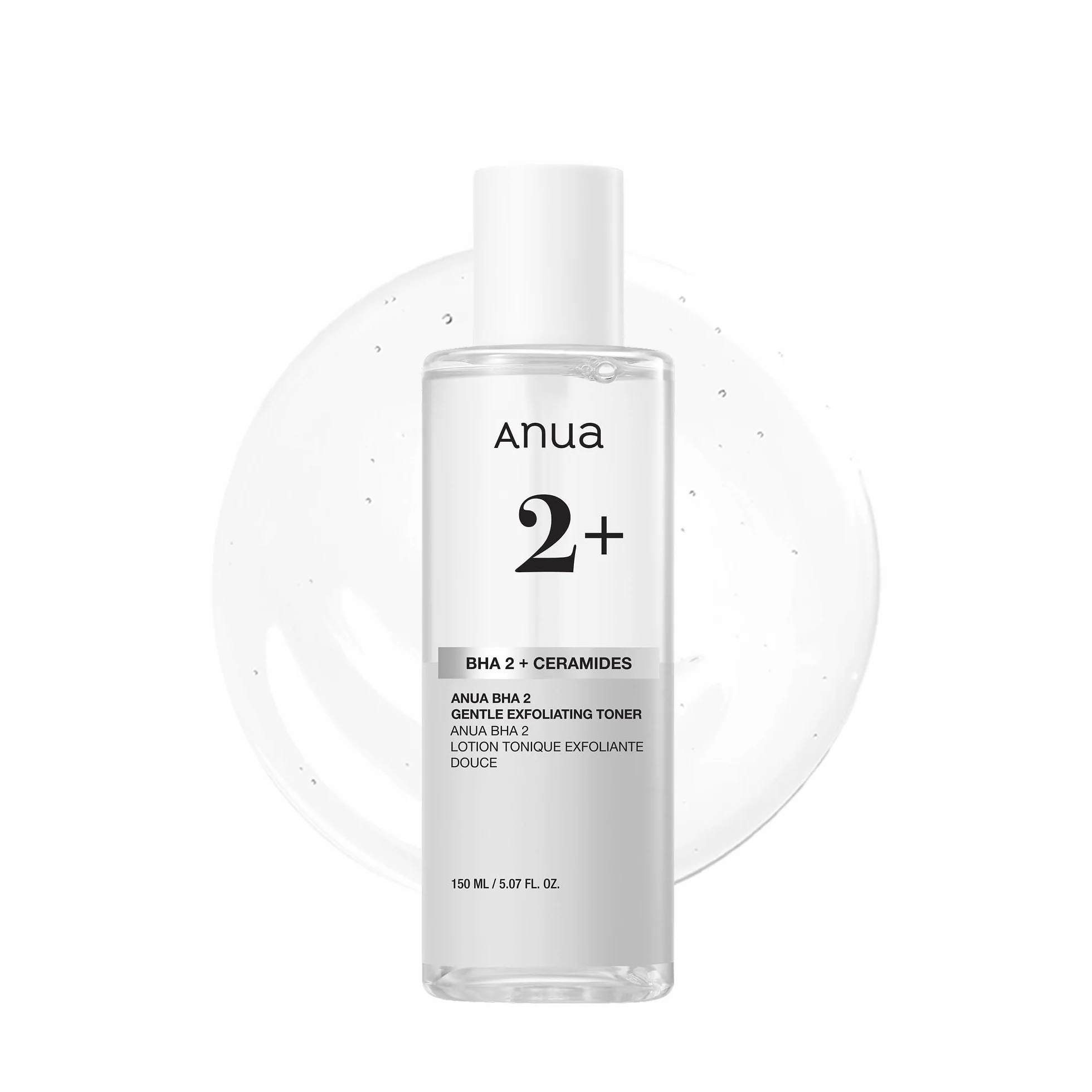 ANUA Tonique exfoliant doux BHA 2%, exfoliant doux pour le visage, acide salicylique pour les pores et le sébum, extrait d'arbre à thé, acide hyaluronique, céramides (150 ml / 5,07 fl.oz.)