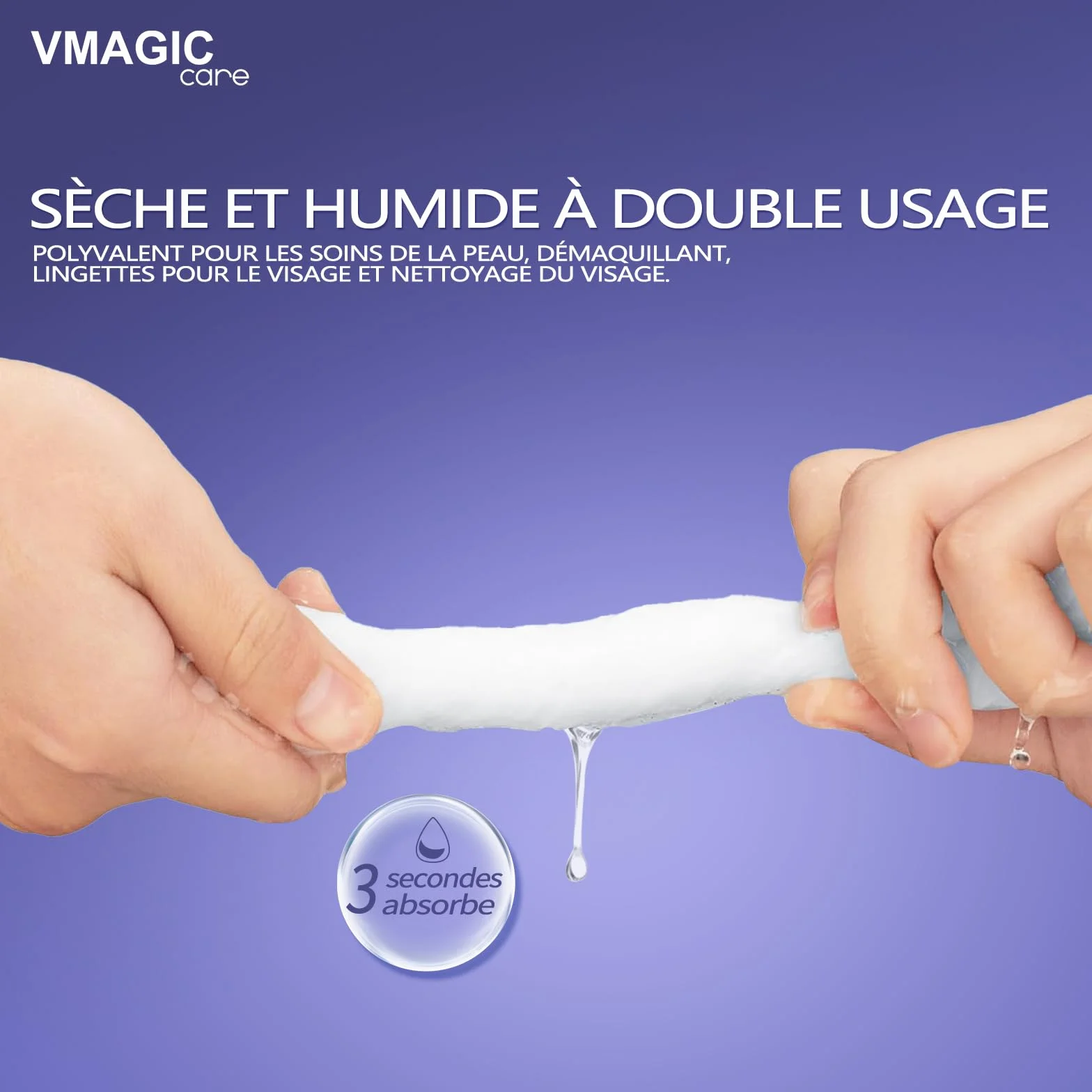 Serviettes visage jetables en coton 20x20 cm 120 pièces sans parfum démaquillage soins bébé