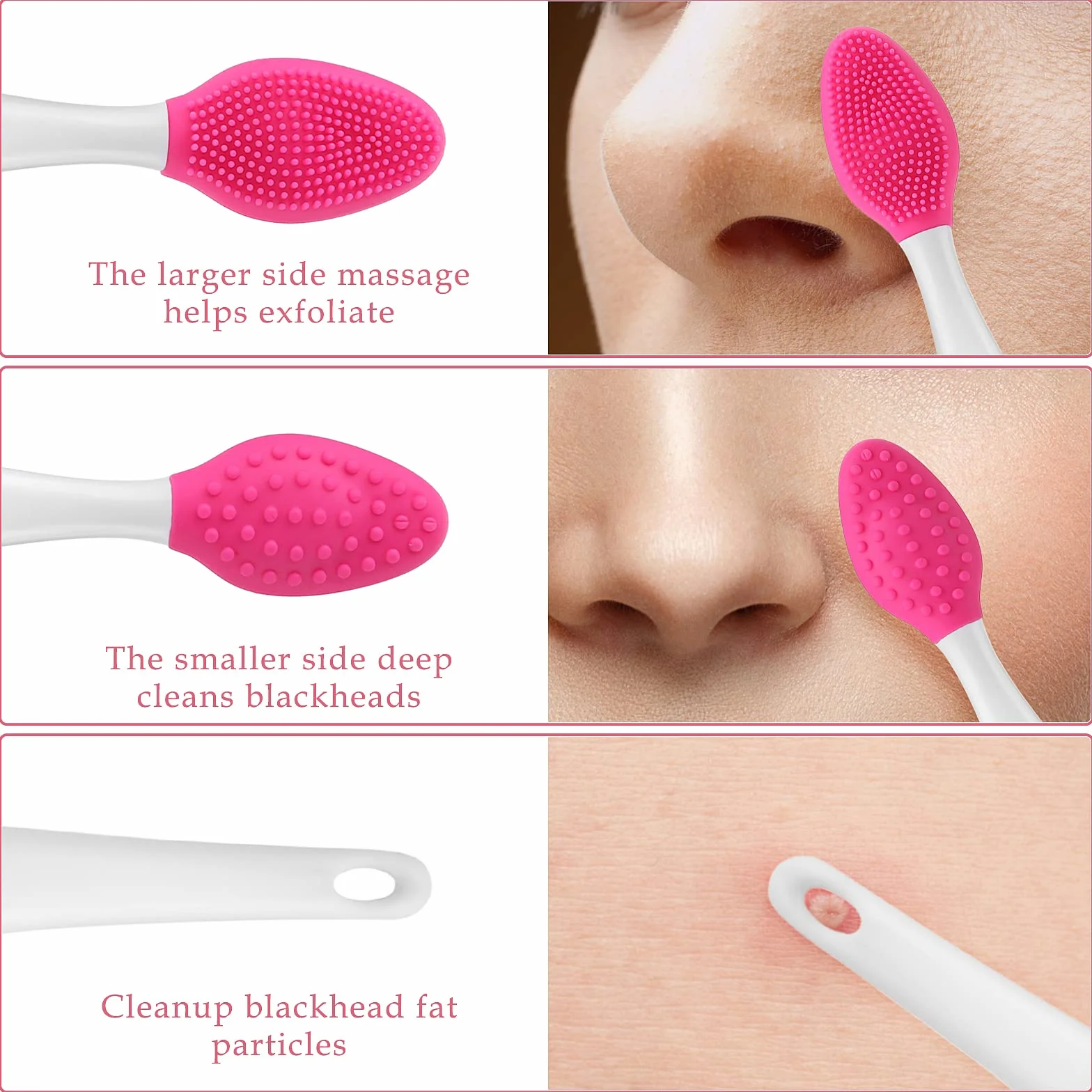 Brosse à Gommage à Lèvres Double Face Silicone Exfoliant Mini Pinceau Nettoyant 5pcs