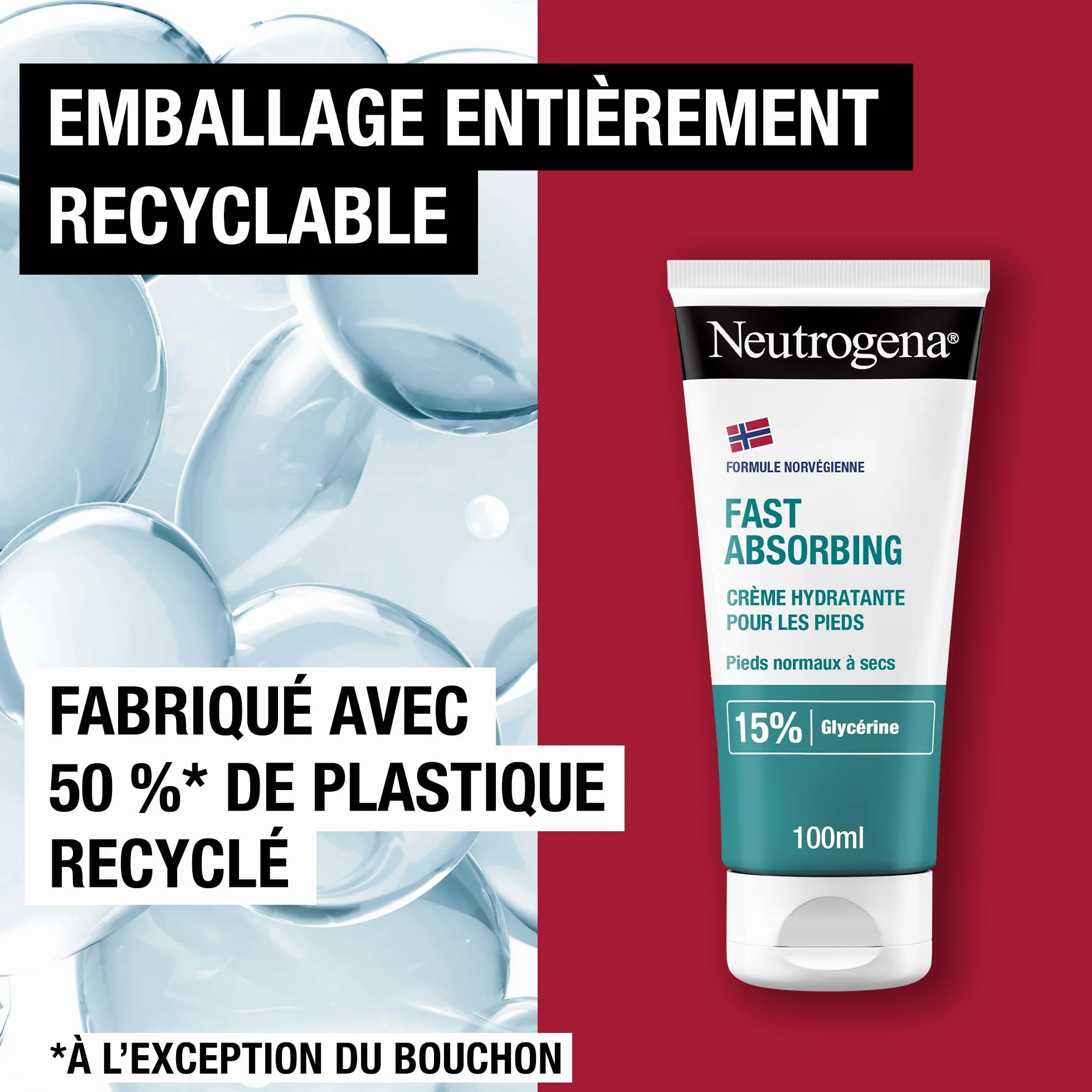 Neutrogena Crème Hydratante Pieds Absorption Rapide 100 ml 15% Glycérine Hydratation 24h