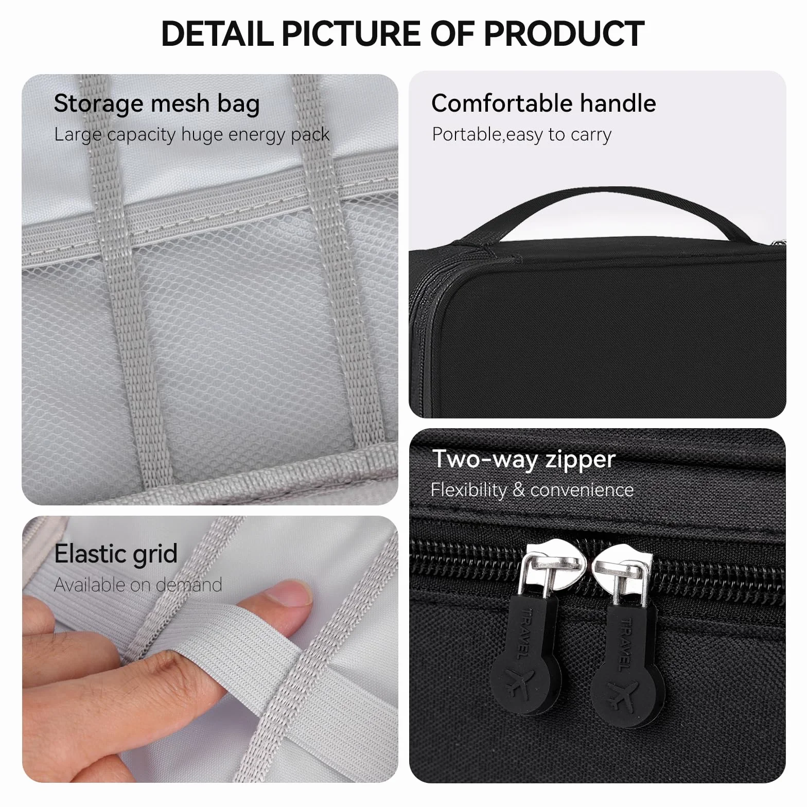 Sac à outils de barbier - Sac de voyage pour tondeuse et fournitures de coupe de cheveux - Sac de rangement portable pour coupe de cheveux - Noir
