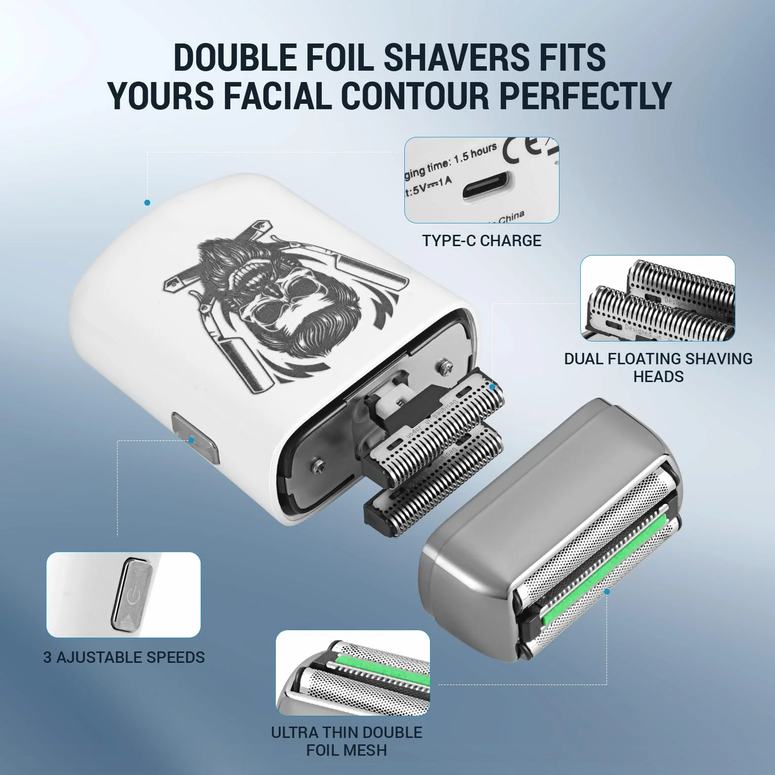 BESTBOMG Tondeuse Cheveux Hommes Rasoir Electriques avec écran LED Rechargeable Kit