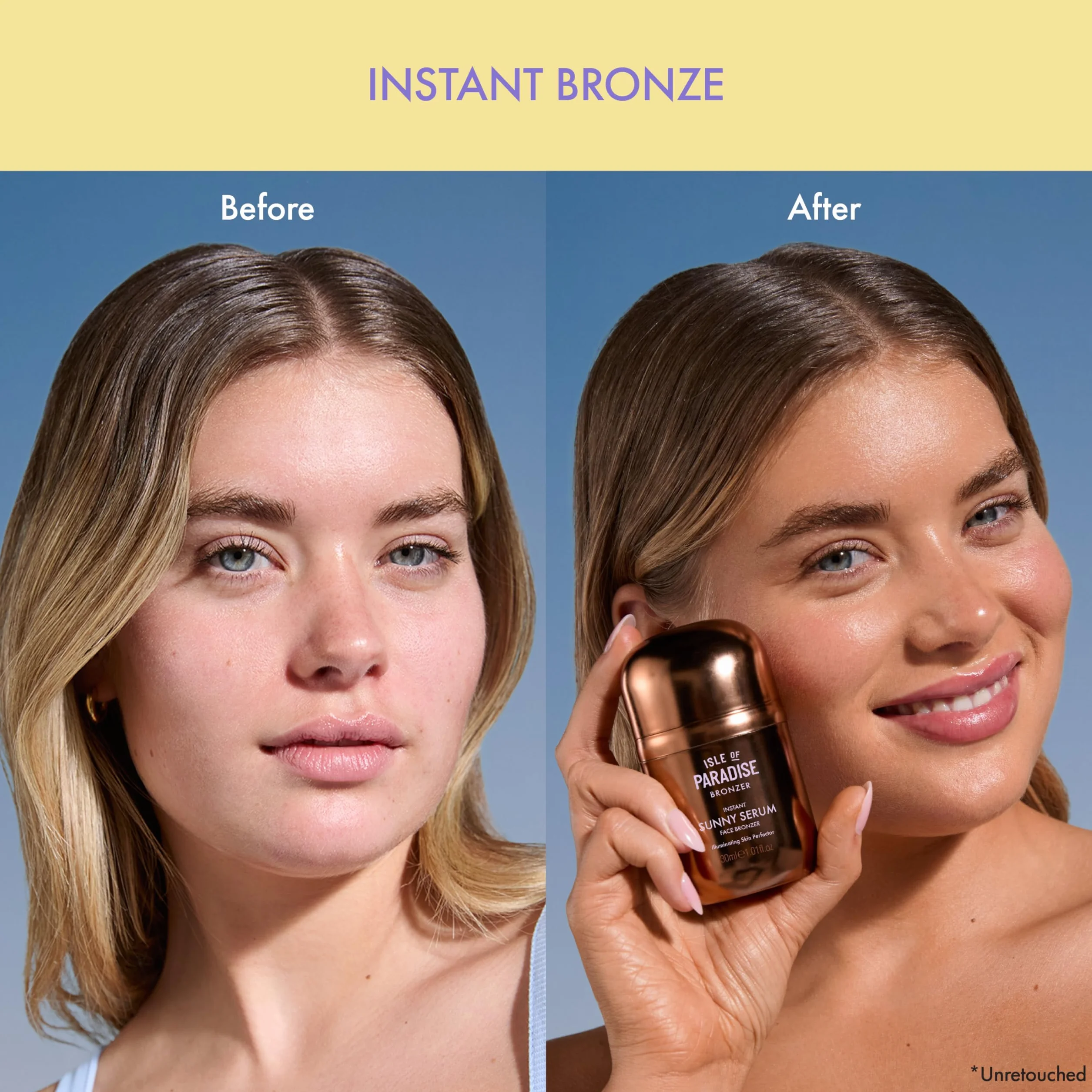 Isle of Paradise Sunny Sérum bronzant instantané pour le visage avec niacinamide, squalane et huile de jojoba, liquide illuminant pour une peau éclatante, ensoleillée, léger, hydratant, convient à