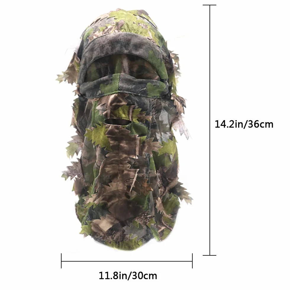 Cagoule 3D camouflage feuilles masque intégral chasse tir cyclisme