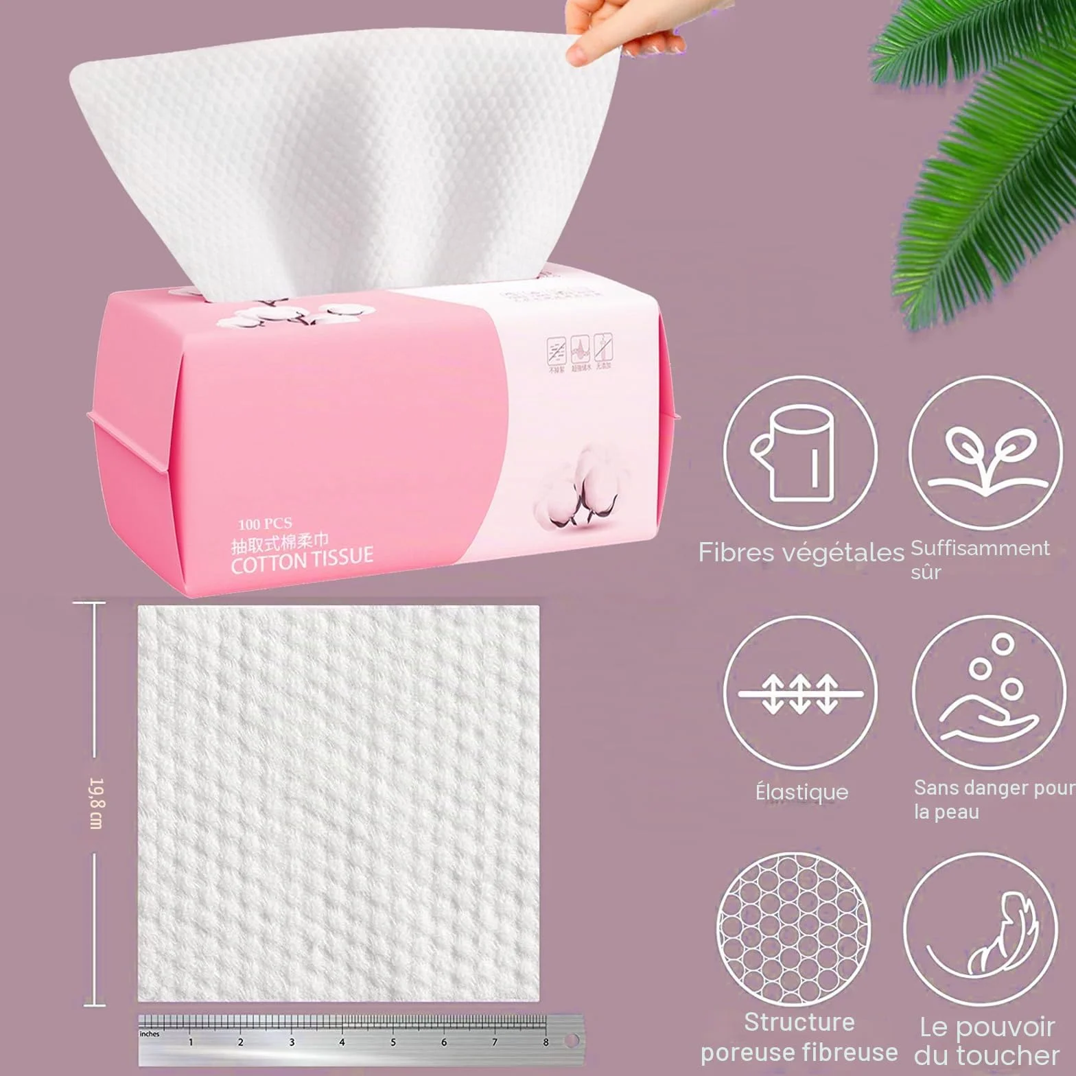Serviettes jetables en coton doux lot de 100 pour lavage séchage nettoyage visage soins peau démaquillage