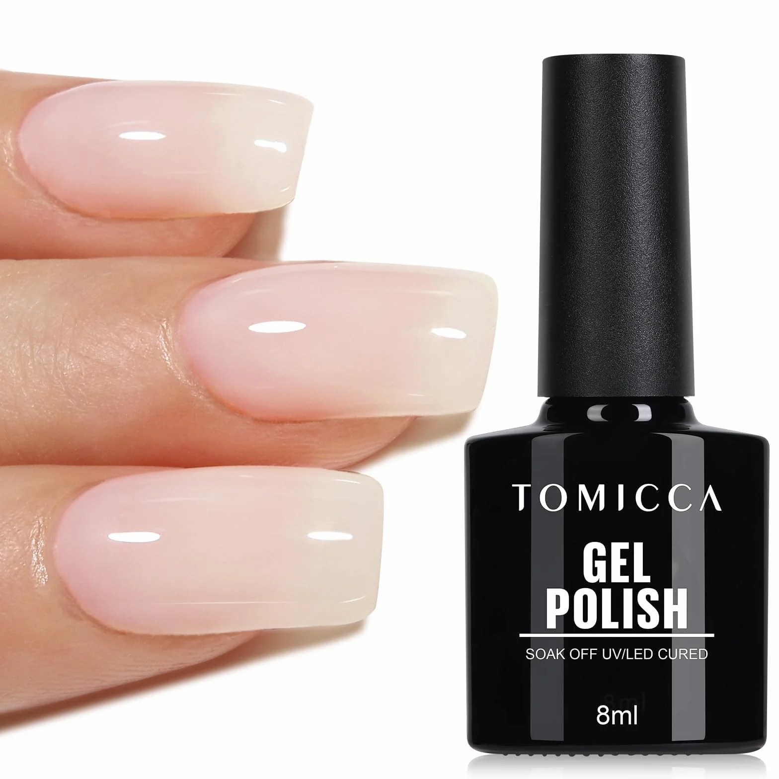 TOMICCA Vernis Semi Permanent Blanc Laiteux 8ml French Gel Milky White Nail Art UV LED Soak Off