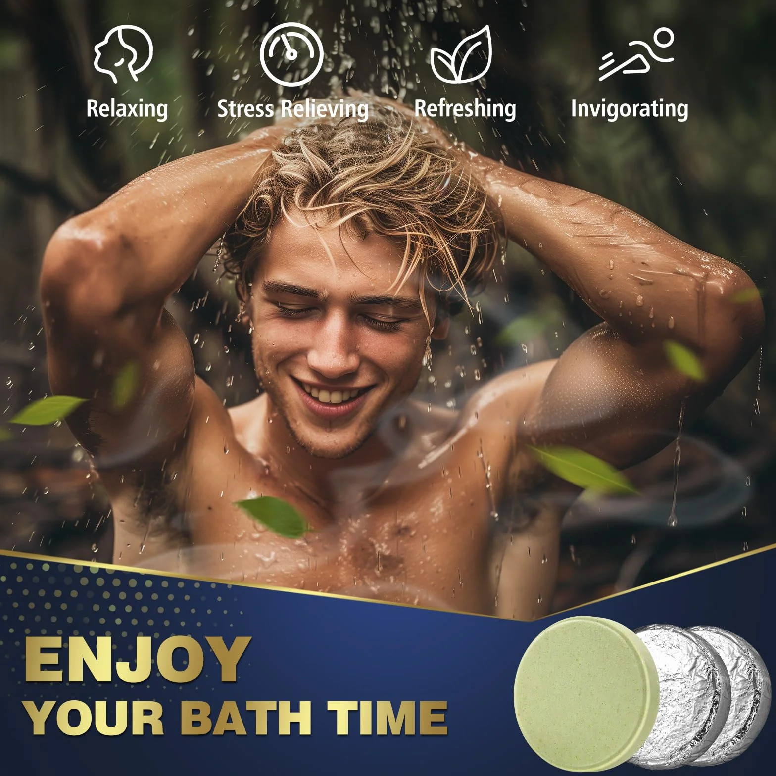 Qivatex Boules Effervescentes Parfumées pour Douche, 8 Pièces, Pamplemousse, Pastèque, Vanille, Menthe, Citron, Romarin, Lavande