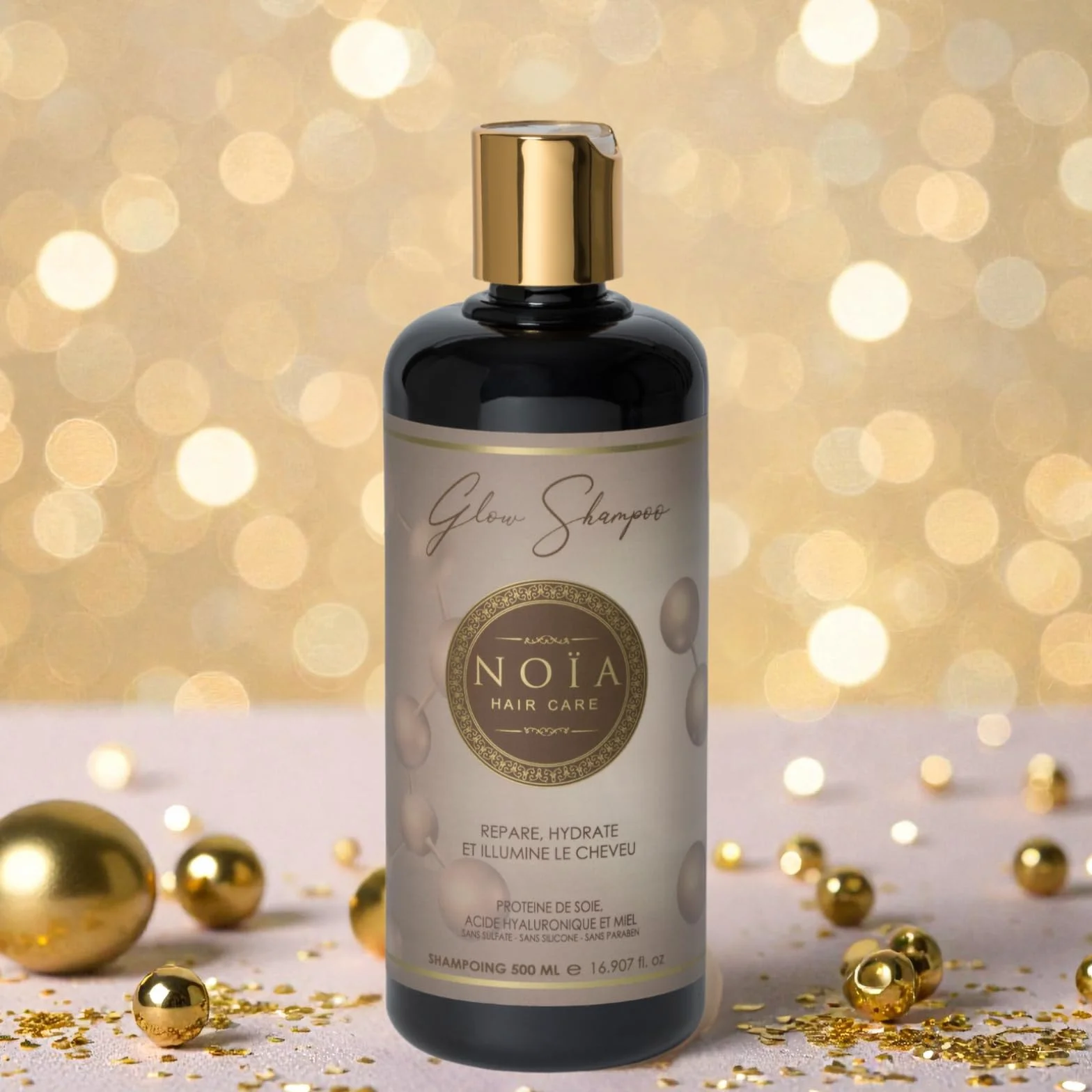NOÏA HAIR – Trio Capillaire Professionnel GLOW – Shampoing 500ml +Masque 500ml + Sérum 100ml – Hydratation & Brillance – Acide Hyaluronique – Cheveux Secs, Ternes ou Déshydratés