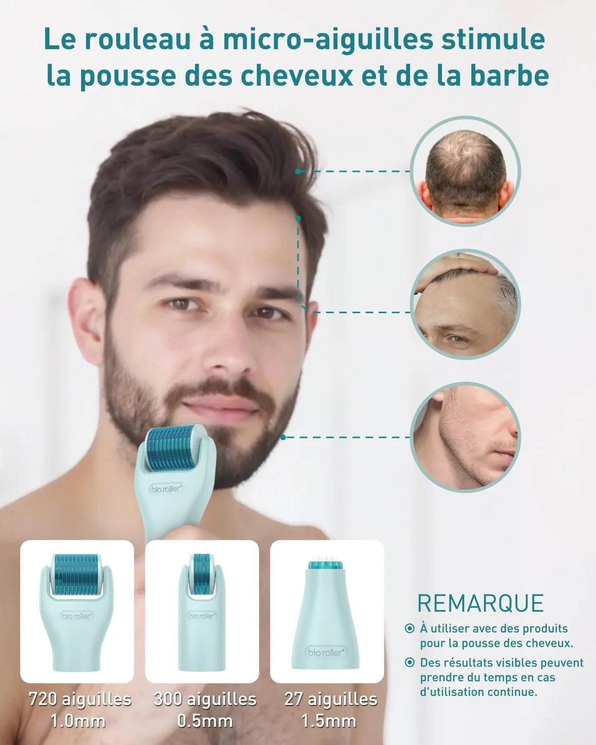 Derma Roller 0.5 mm, Kit Microneedling 10 in 1 pour le soin/massage/nettoyage de la peau, rouleau à barbe 720 aiguilles en titane, Pour les rides, les pores dilatés, les rides et les cicatrices G10