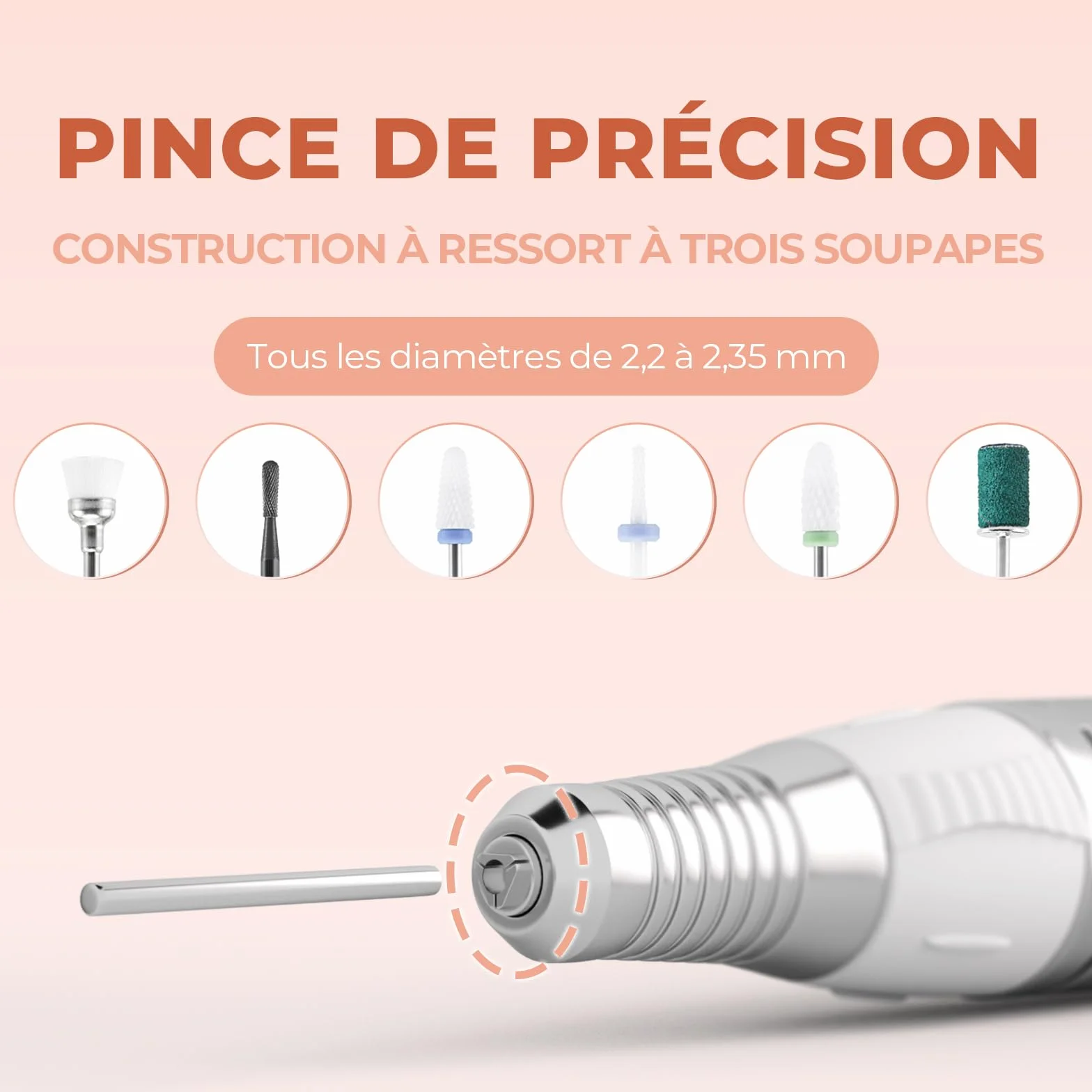 JCMASTER Ponceuse pour Ongles Professionnelle, 35000 tr/min Lime à Ongles Électrique avec Pédale + 6 Embouts Set Manucure Pédicure pour Retirer le Vernis/Gel/Cuticules