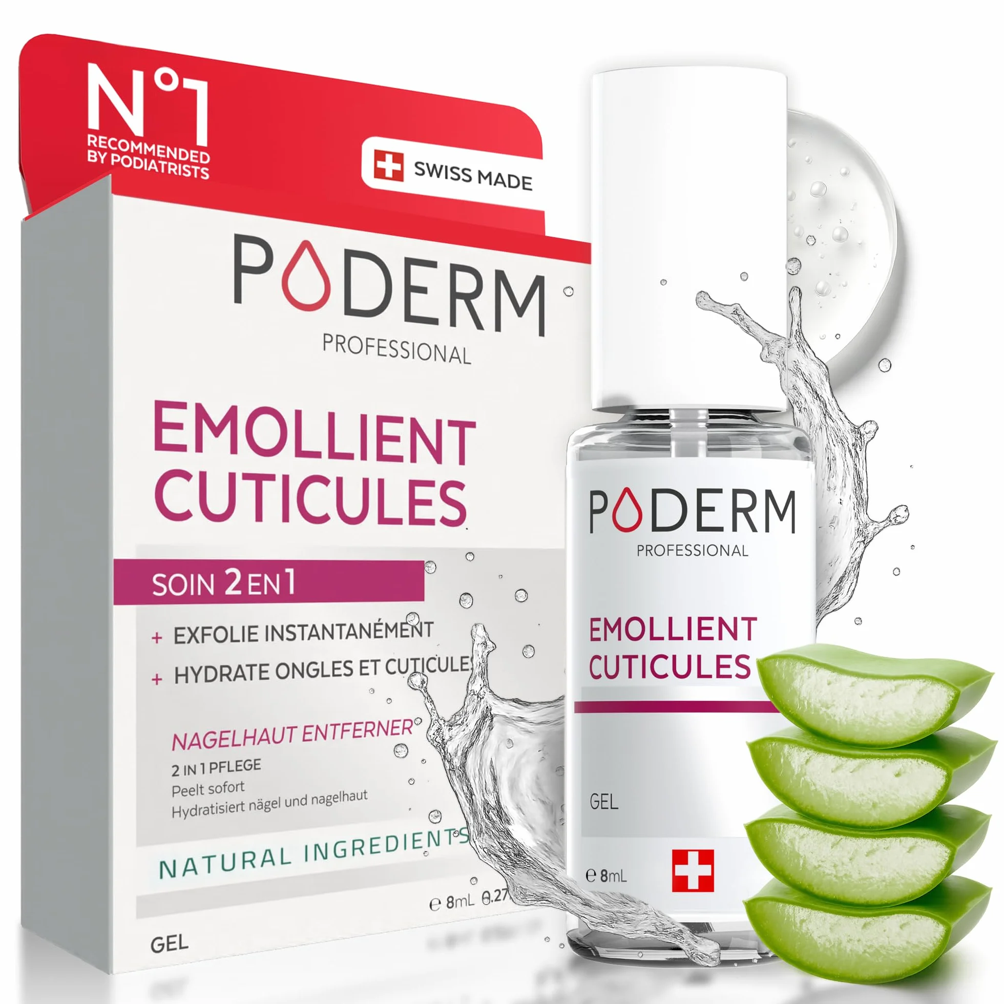 Poderm Cuticle Remover 2en1 Exfolie Hydrate Peaux Mortes Swiss Lab