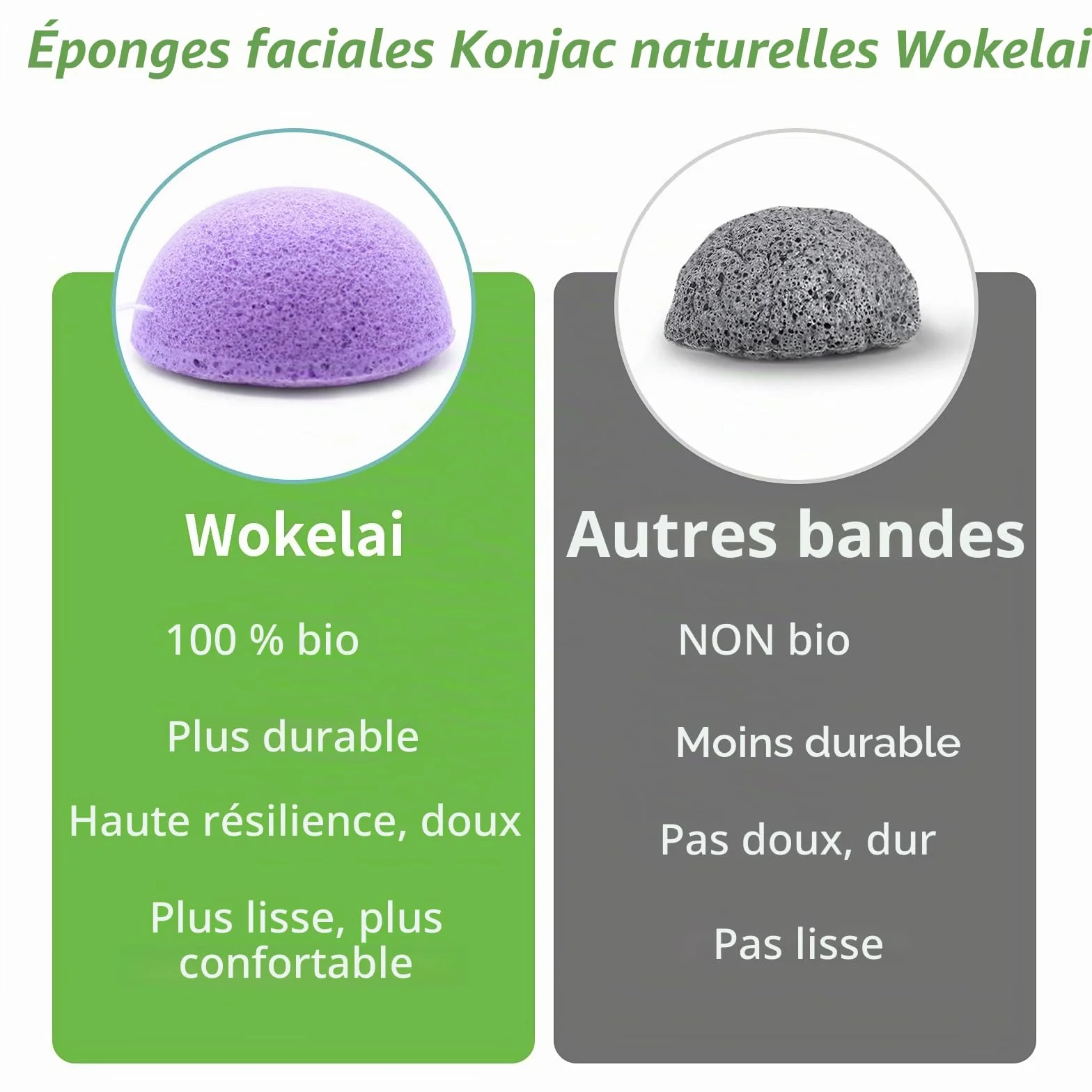 Lot de 6 éponges Konjac naturelles pour le visage avec charbon actif et aloe vera