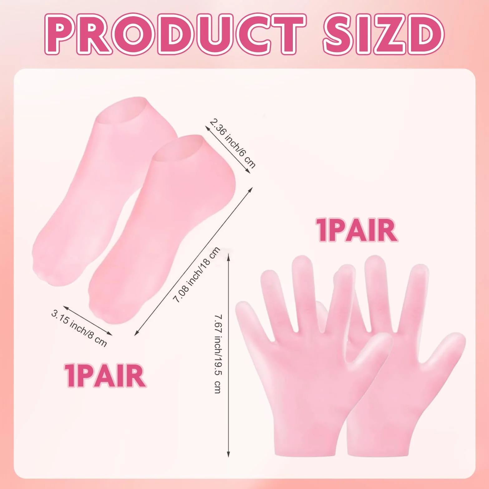 Chaussettes Silicone Pieds + Gants Silicone, Soin Intensif Talons Secs Crevasses, Réutilisables