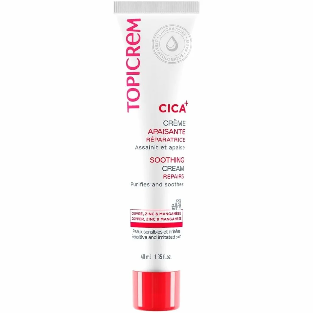 Topicrem CICA+ Crème Apaisante au Zinc et à l’Acide Hyaluronique pour Peau Sensible 40 ml