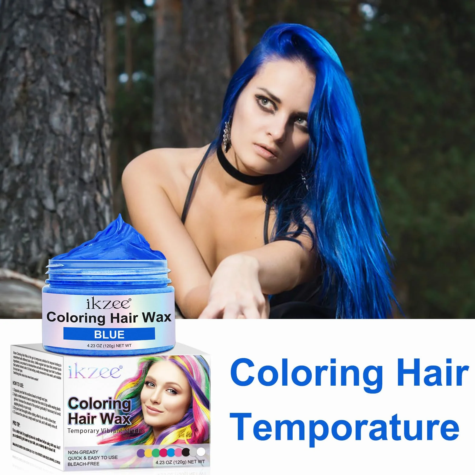 Cire Colorante Cheveux Temporaire Bleu pour Fêtes Halloween Cosplay