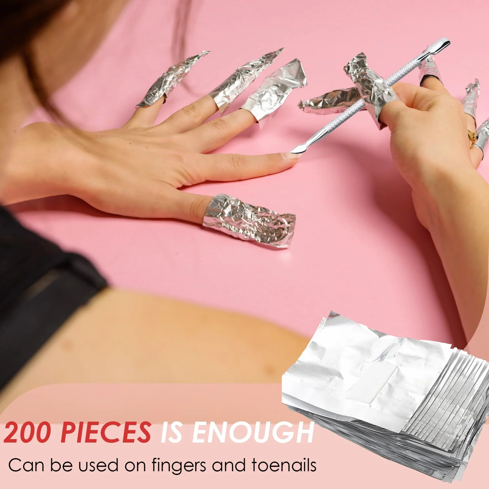 Papillotes en Aluminium pour Enlever Vernis à Ongles Gel, 200 Pièces Feuille d'Aluminium