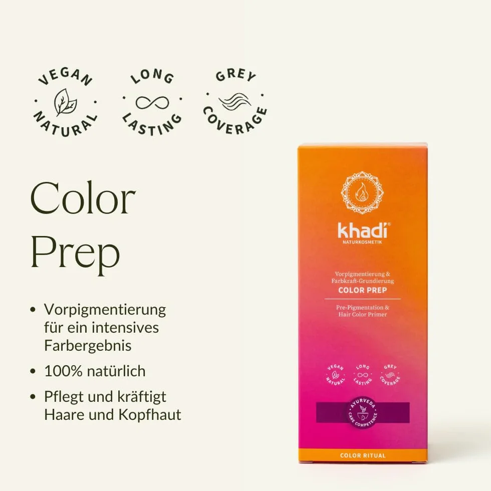 Kit complet khadi ColorCycle COLOR PREP Coloration végétale + DEEP CLEANSE Shampooing clarifiant + FINISH Après-shampooing après coloration + CARE Huile capillaire Ayurvédique
