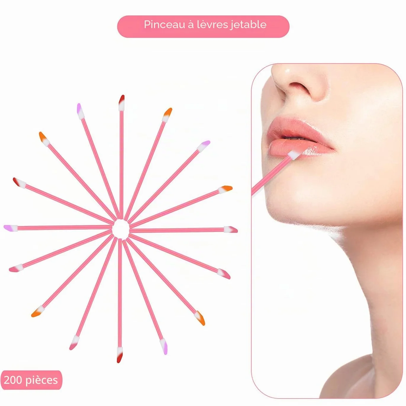 Pinceaux Lèvre Jetables 200 Pièces Applicateur de Rouge à Lèvres