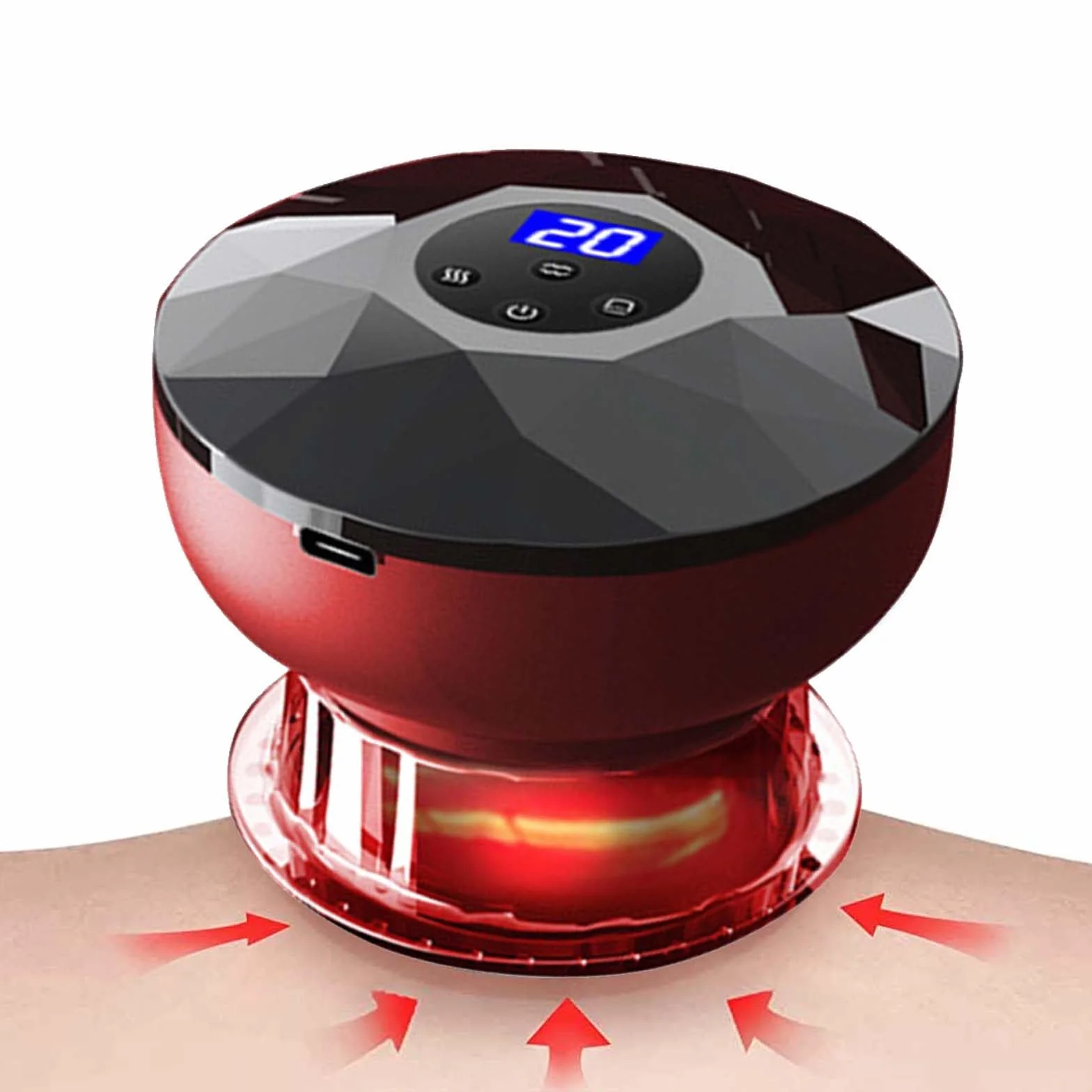 Acboor Ventouse Cellulite Electrique, (12 Vitesses Réglables) Ensemble Ventouses Electrique Masseur Ventouses Sous Vide Ensemble Thérapie Ventouses Electrique Intelligent avec Lumière Rouge