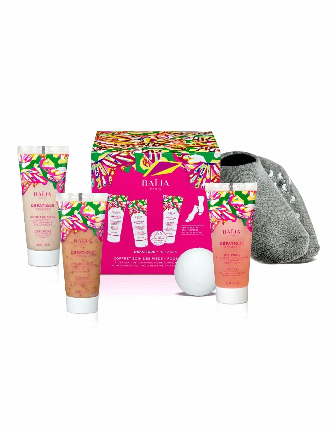 Baïja Coffret pieds défatiguant exfoliant masque chaussettes Gel rafraîchissant 30ml