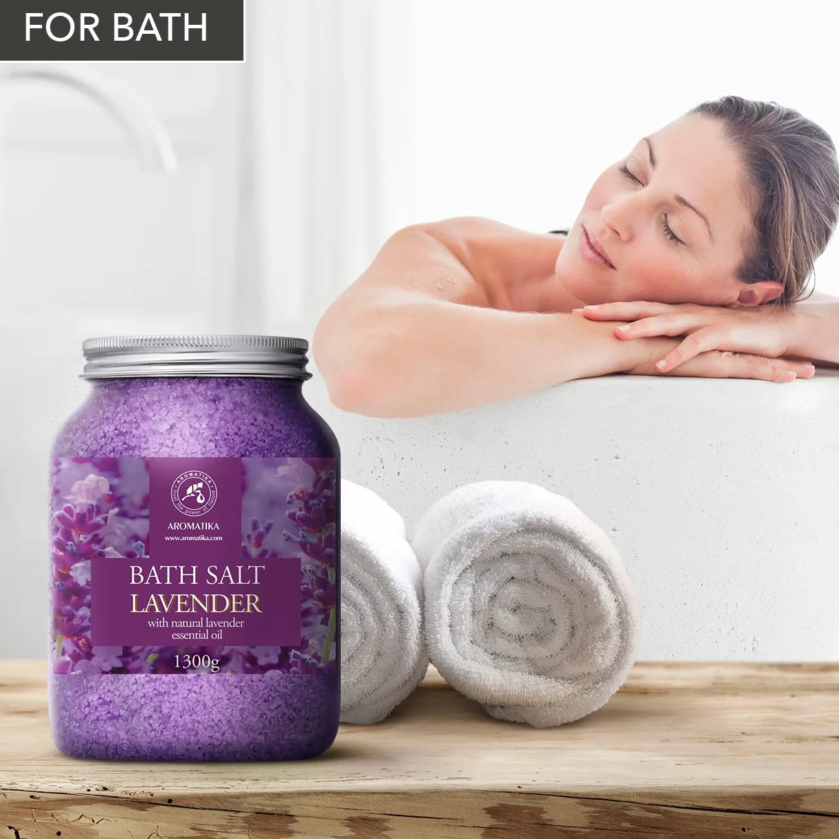 AROMATIKA Sel de Bain Lavande - Détente & Sommeil, 1,3kg