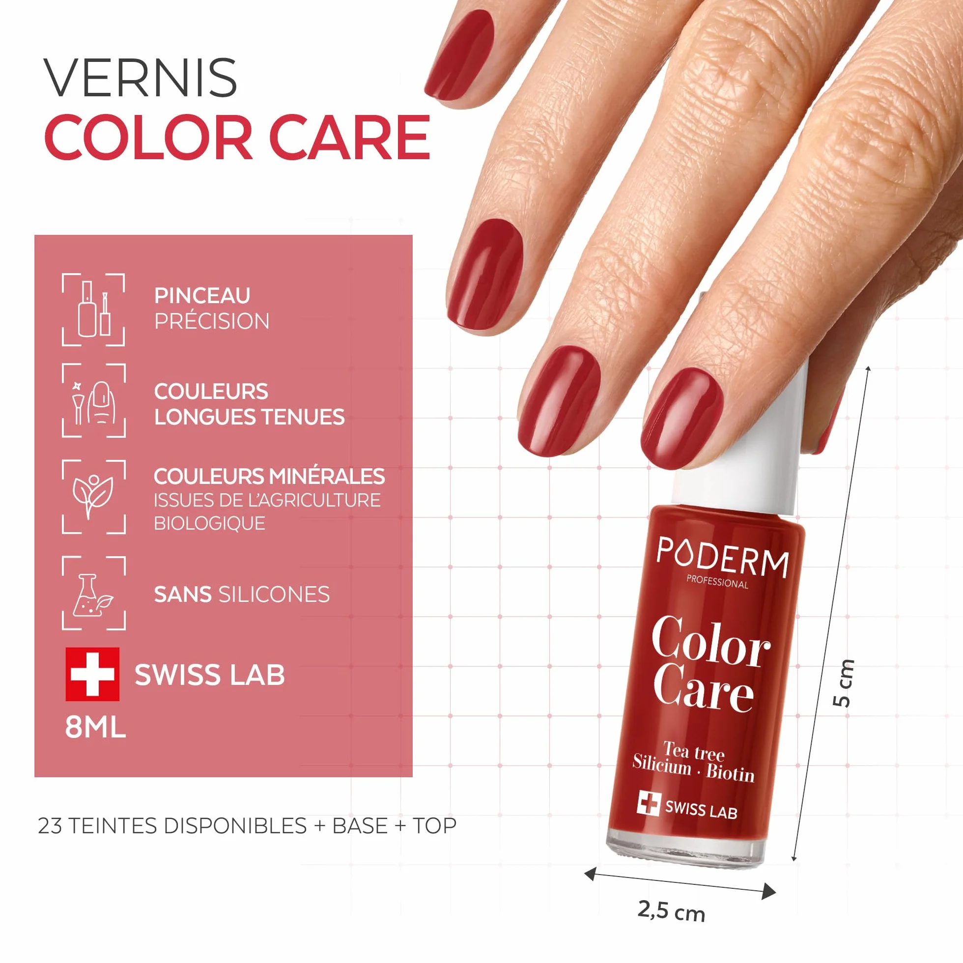 PODERM Vernis Soin au Tea Tree 8ML - Purifie et Nourrit les Ongles Jaunes