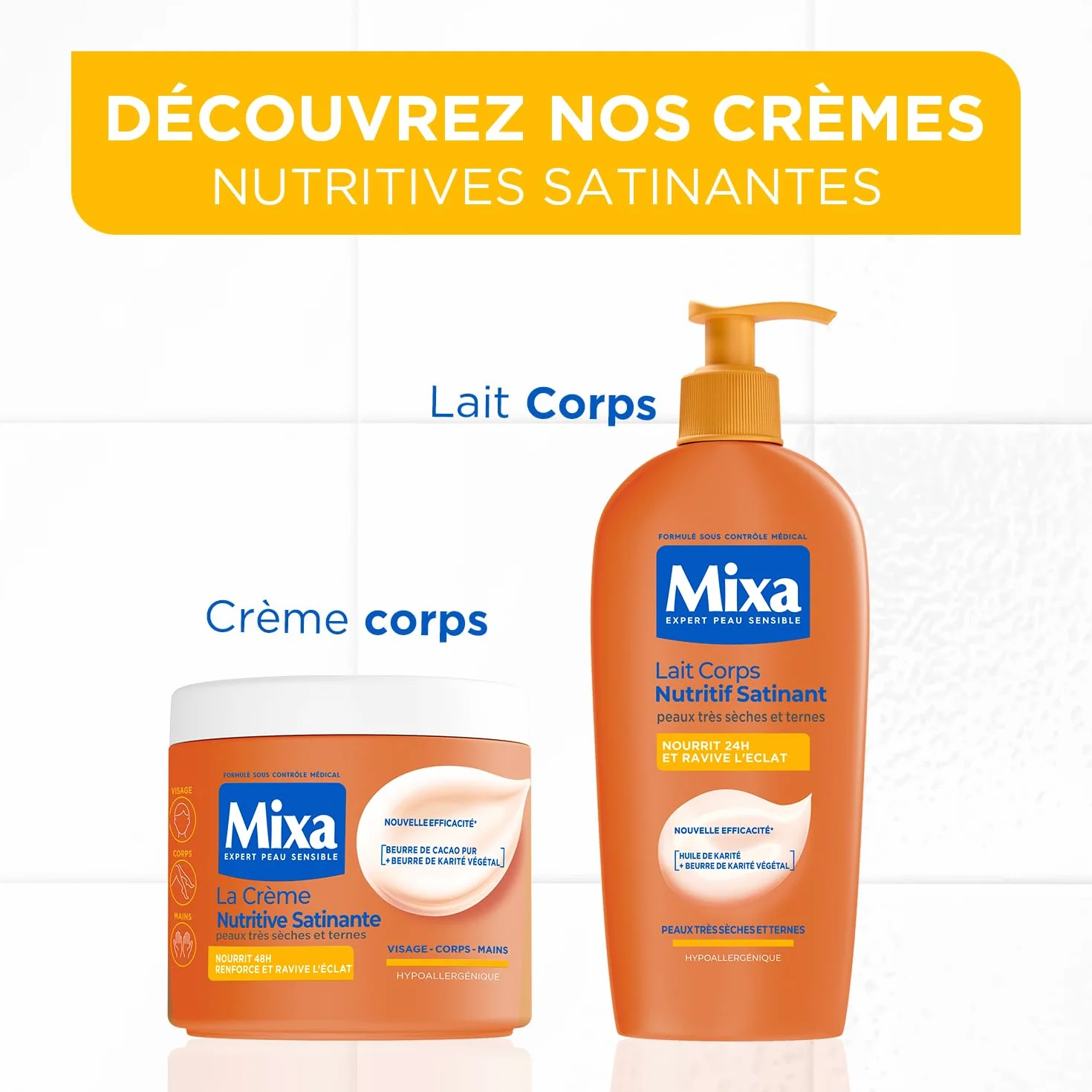 MIXA Crème Hydratante Anti-Grisaille 400ml Peaux Très Sèches Beurre de Cacao Karité