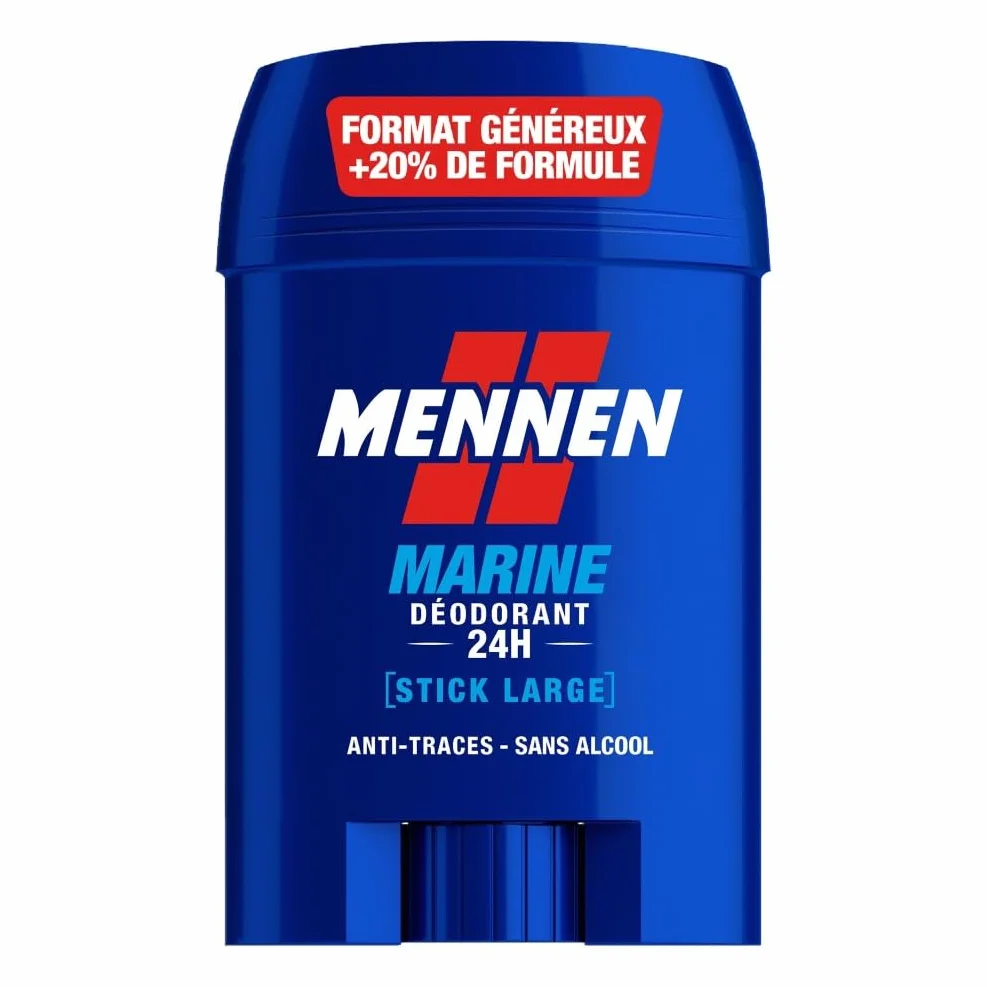 MENNEN - MARINE Deodorant Homme 24H - Stick Large - Sans Alcool - Anti-Traces - 60 ml - Lot de 6