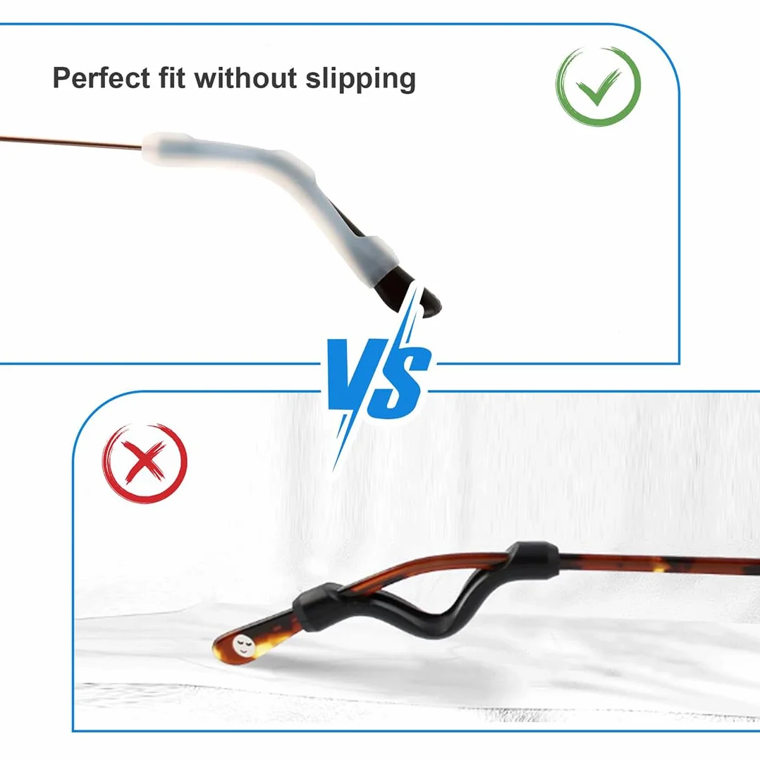 JEYORZY 8 Paires de Couvre-têtes en Silicone Anti-glisse pour Lunettes, Blanc