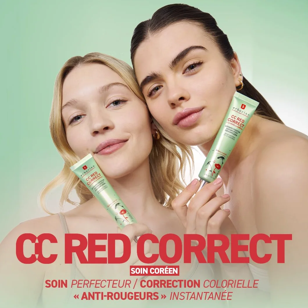 Erborian CC Red Correct Crème Teintée Anti-Rougeur SPF 25 Cosmétique Coréen