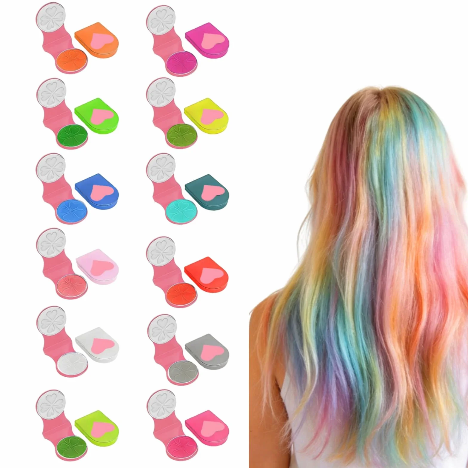 Lot de 12 craies pour cheveux lavables - Coloration temporaire pour filles - Cadeaux Pâques, anniversaire