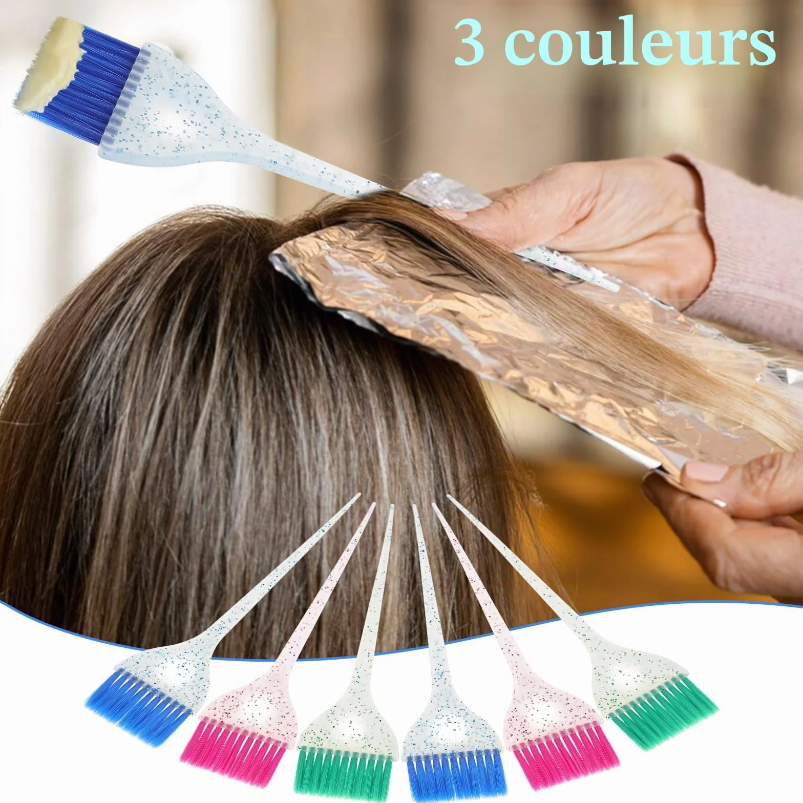 TIESOME Lot de 6 pinceaux de teinture capillaire applicateur de précision, coloration, coiffure, usage domestique et professionnel, outils de coiffure
