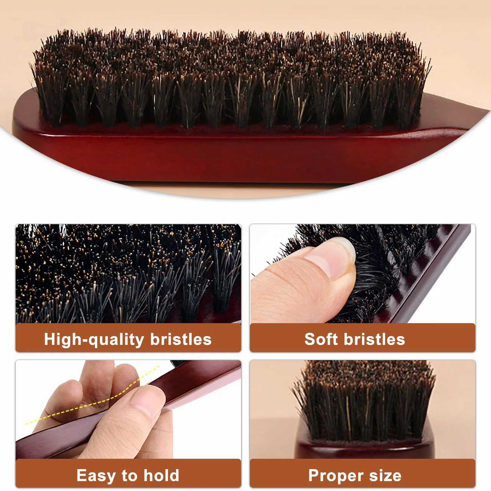 Brosse Poils Sanglier pour Cheveux Épais Ondulés Secs Abîmés Démêler Coiffer