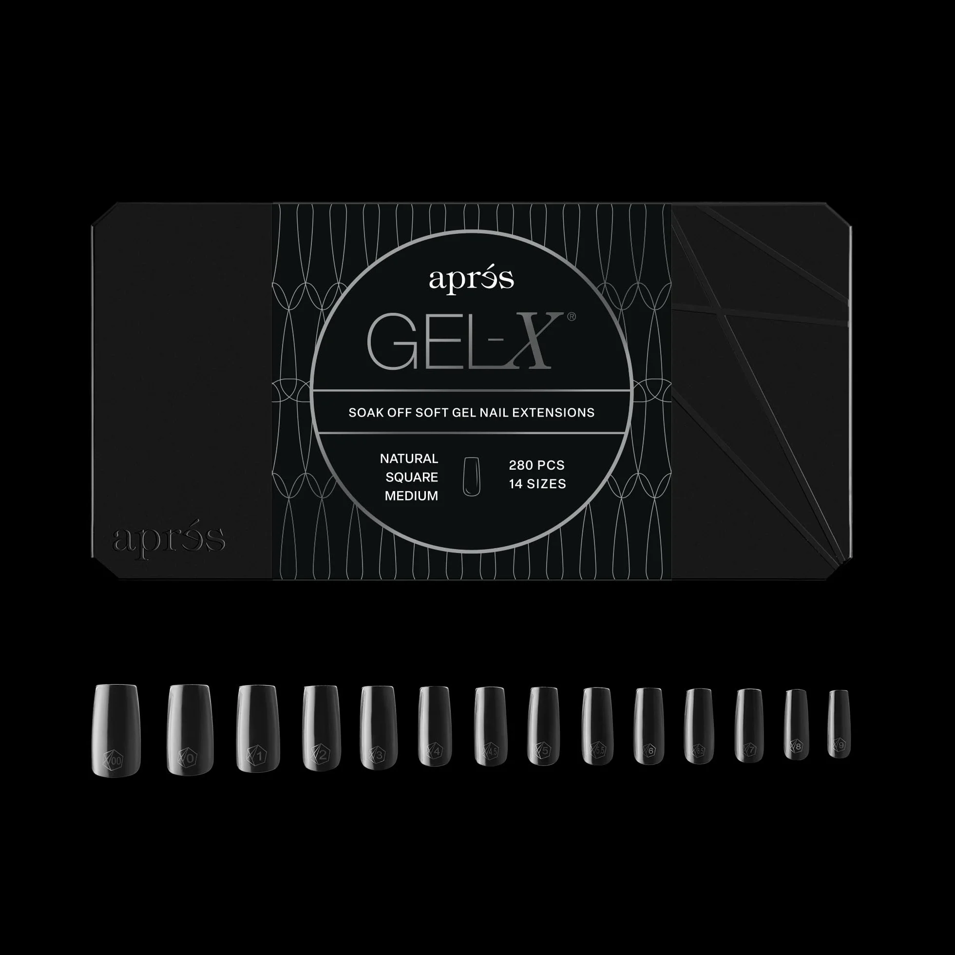 Après Gel-X® Tips Ongles Carrés (Naturel Carré Moyen, 280 Pièces) | 280 Tips, Tips en Gel Souple, 14 Tailles 00-9 | Demi-tailles Incluses