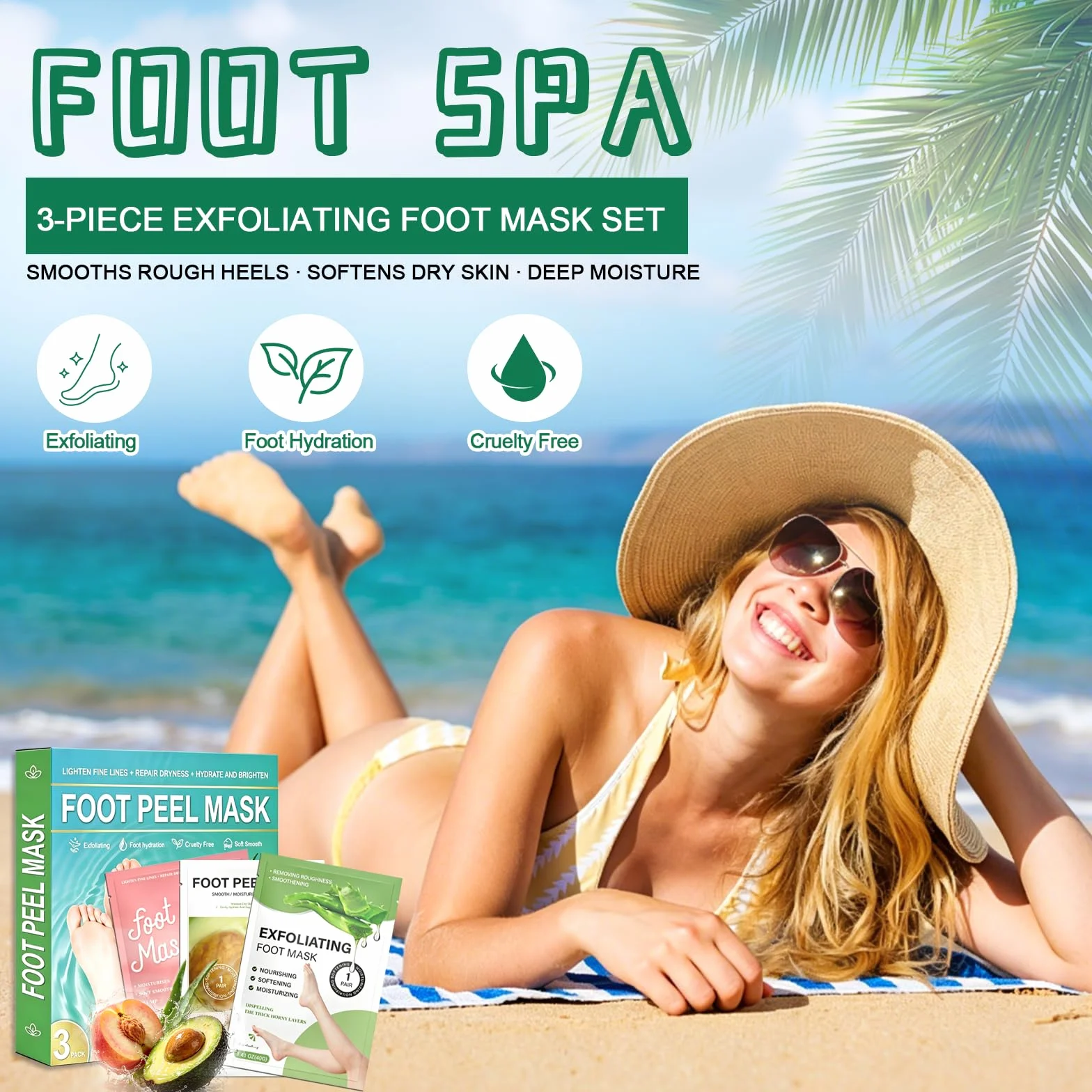 Masque Pied Exfoliant Anti Callosités, Peeling Pieds Nourrissant Hydratant, Aloe Vera & Avocat & Pêche
