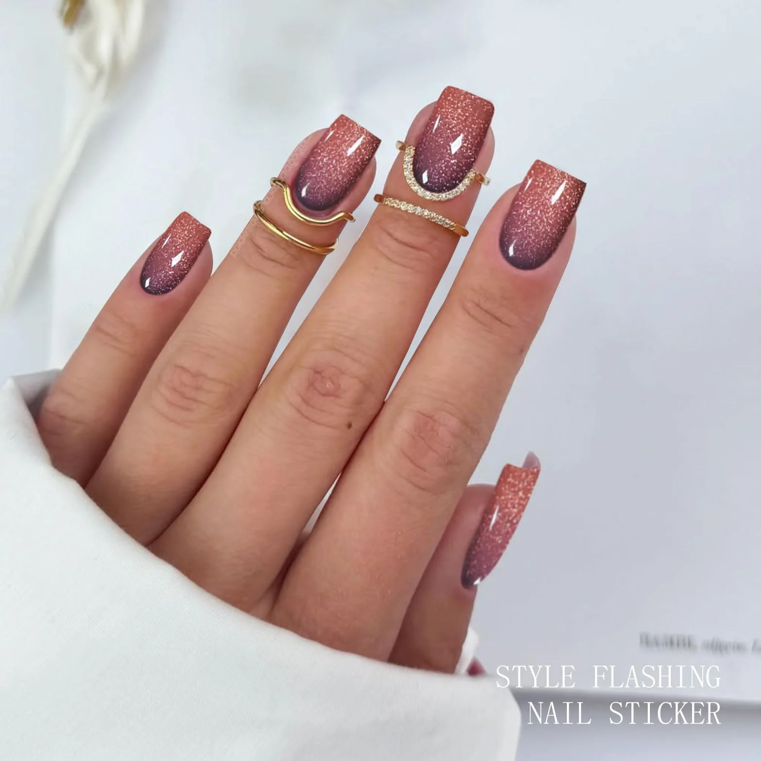 Autocollant Ongles Gel UV Œil de Chat Nail Art Stickers Semi-durci Manucure