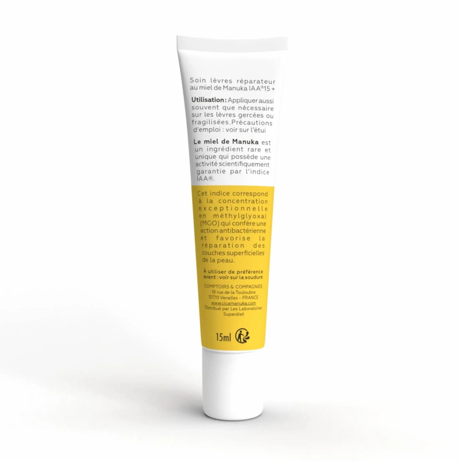 CICAMANUKA Soin lèvres réparateur au miel de Manuka IAA15+ Certifié Bio 15ml