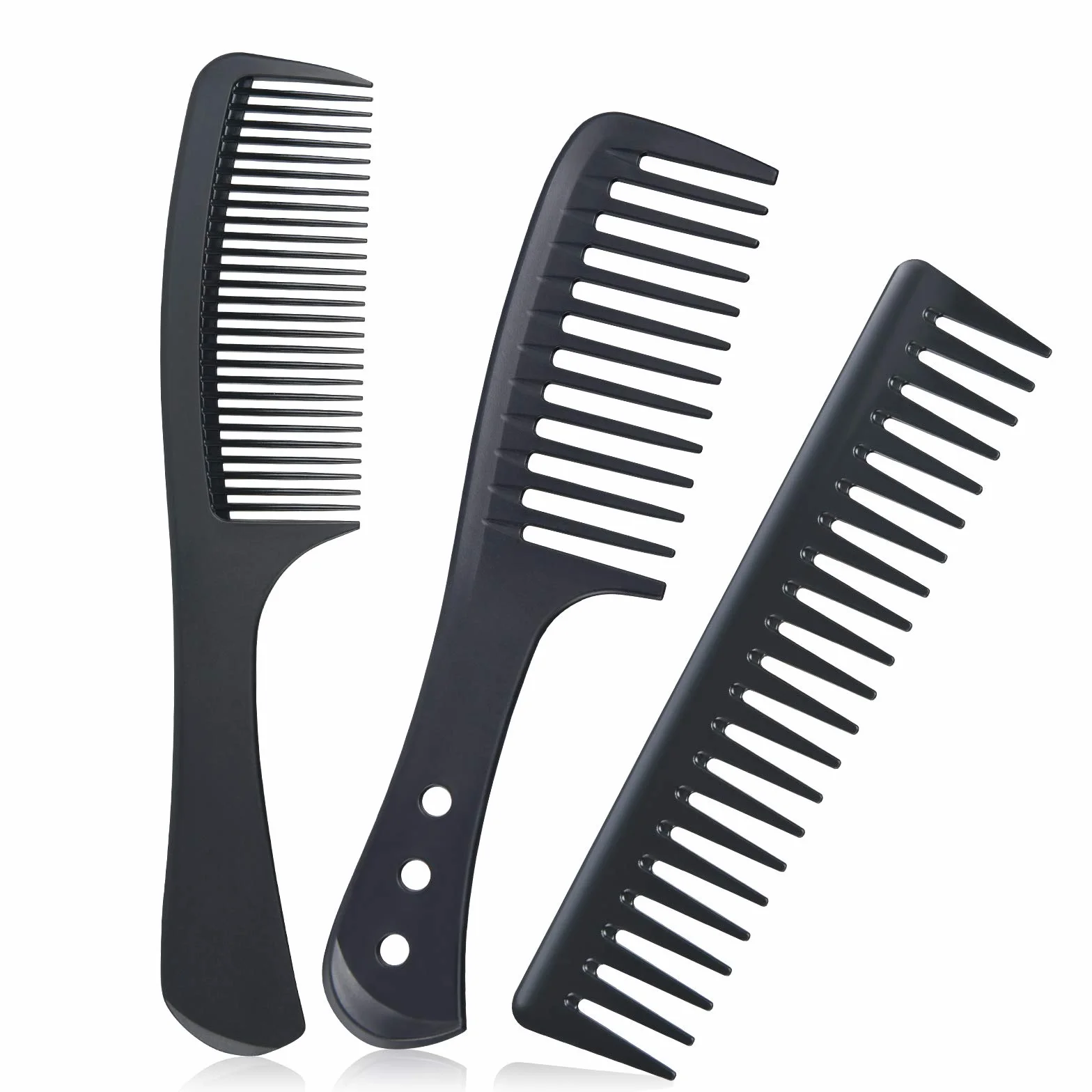 Peignes à dents larges résistants à la chaleur antistatiques carbone pour cheveux longs bouclés