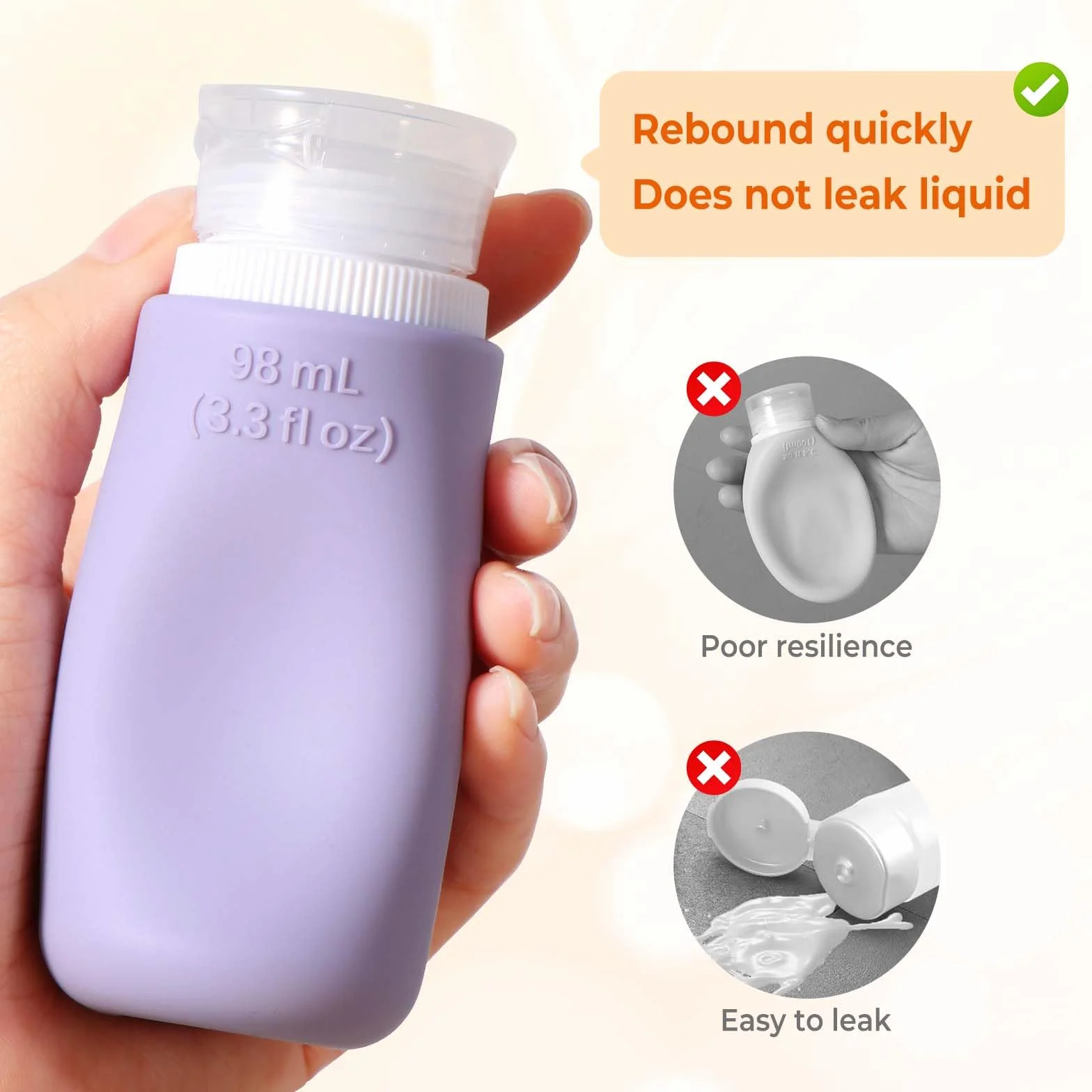 Diboniur Flacon Voyage en Silicone 4 Pièces Kit Avion 98ml Anti-Fuite